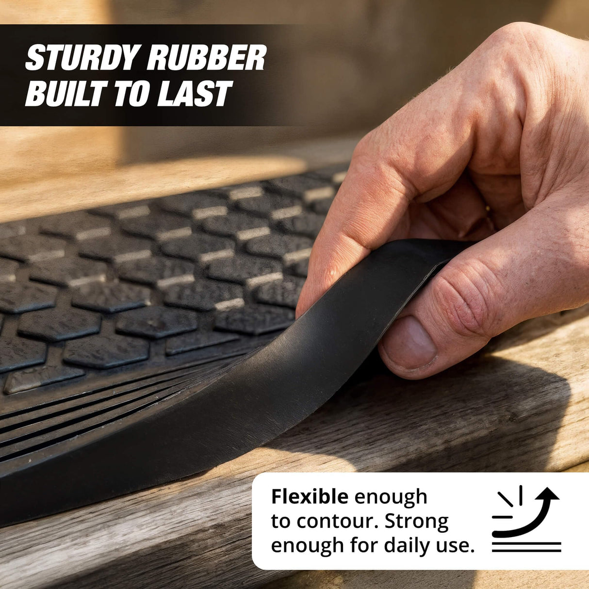 Rubber Stair Treads Outdoor 35"x10" 5-Pack - Heavy-Duty Outdoor Stair Treads Non-Slip Weather Resistant - Exterior Rubber Mats for Wooden Steps - Anti Slip Step Covers by Thunder Grip