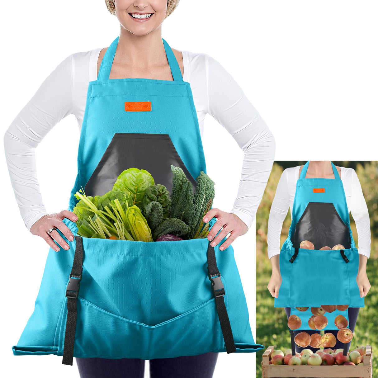 LIBKUR Gardening Apron,Harvest Apron with Multi-pocket for Men Women, Adjustable Cross-Back Straps, Garden Gifts for Mom,Dad