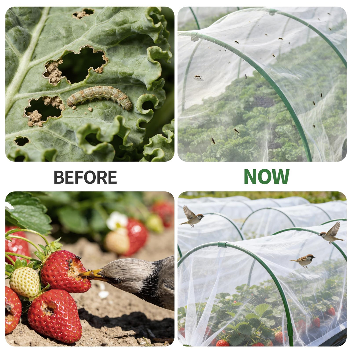 Garden Netting Kit for Raised Beds, 8 x 20 FT Ultra Fine Mesh