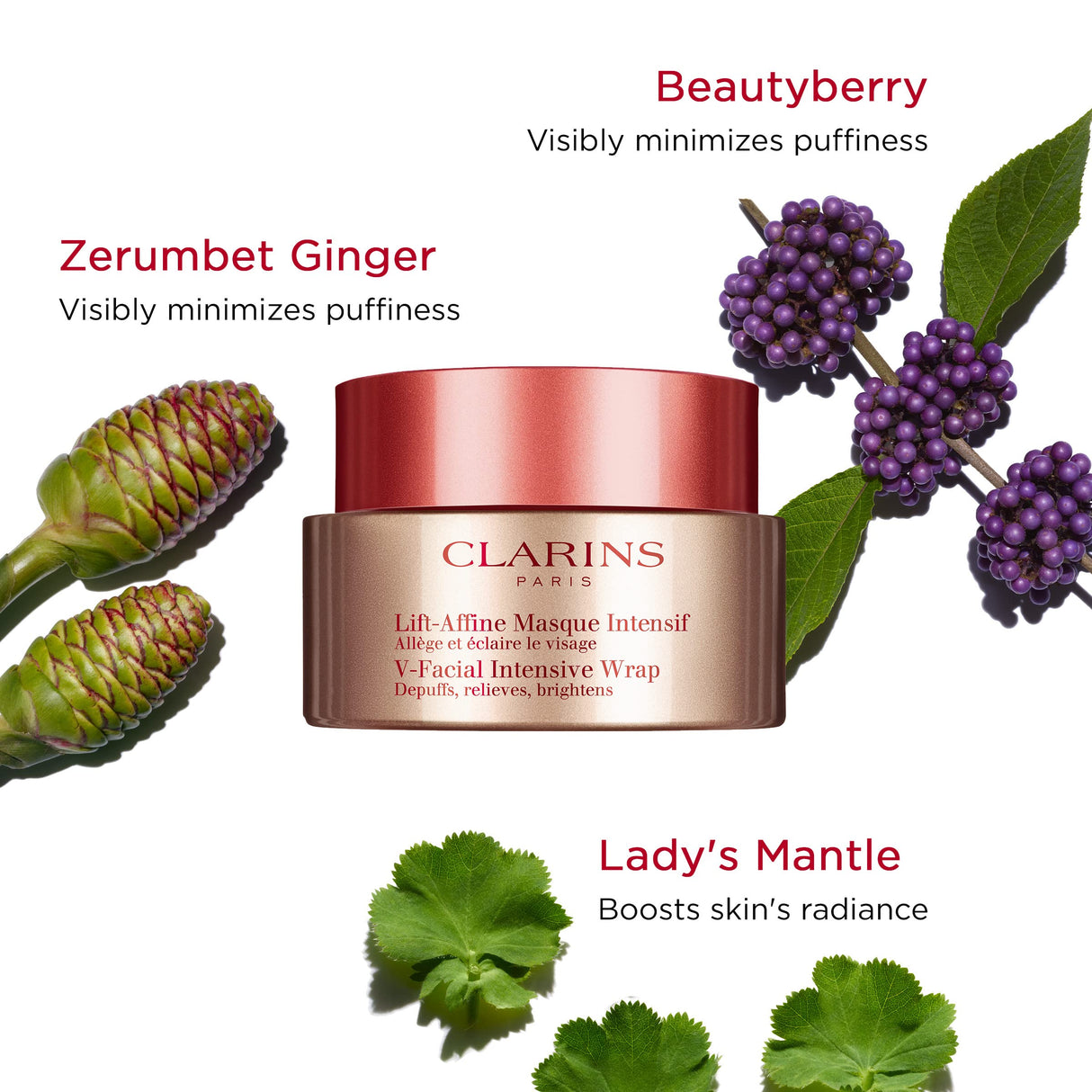 Clarins V-Facial Intensive Wrap Face Mask | Award-Winning Facial Contouring Mask | Visibly Reduces Puffiness and Swelling Caused by Stress,Heat and Hormonal Changes | Promotes Even Skin Tone | 2.5 Oz