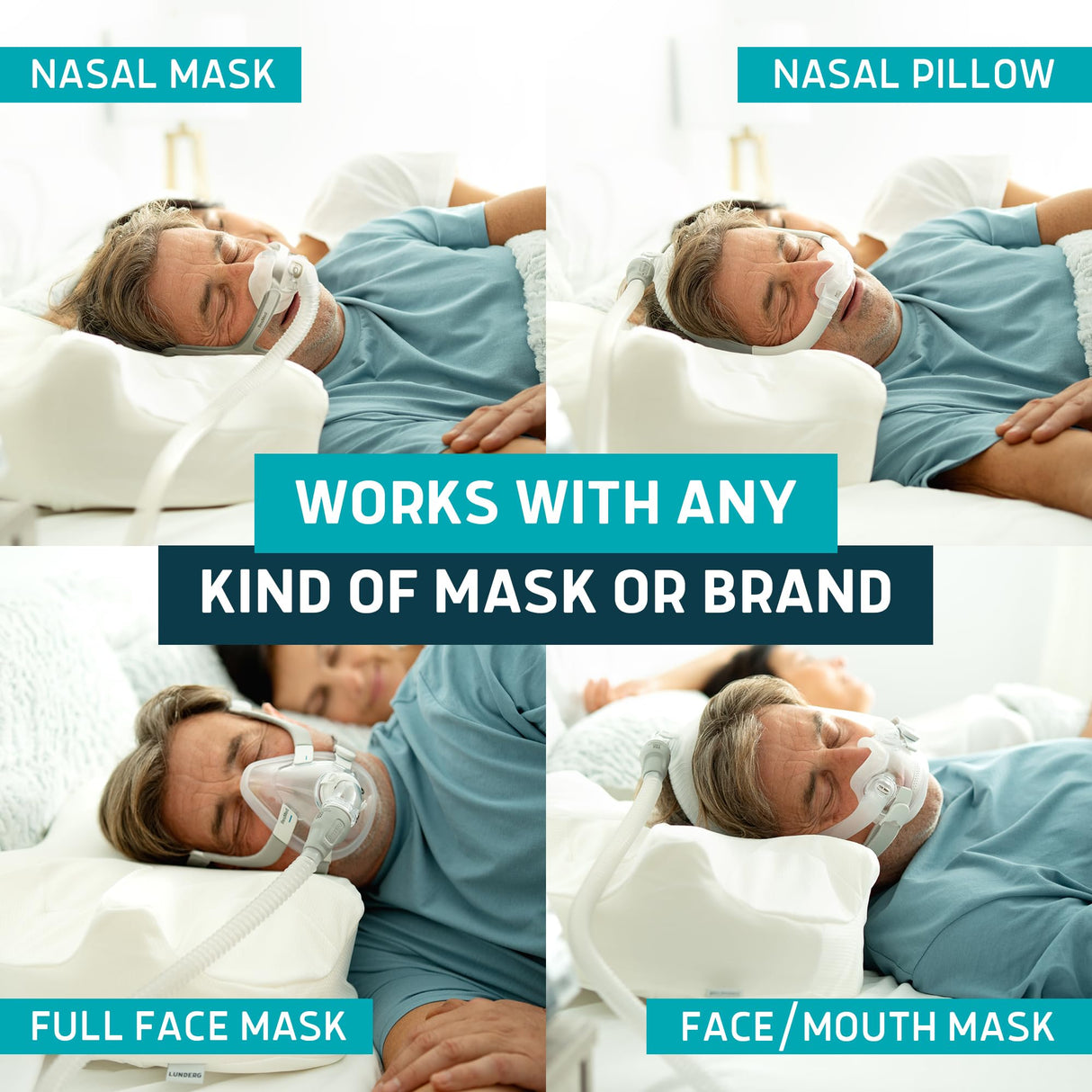 Lunderg CPAP Pillow for Side Sleepers - Includes 2 Pillowcases - Adjustable Memory Foam Pillow for Sleeping on Your Side, Back & Stomach - Reduce Air Leaks & Mask Pressure for a Better Sleep