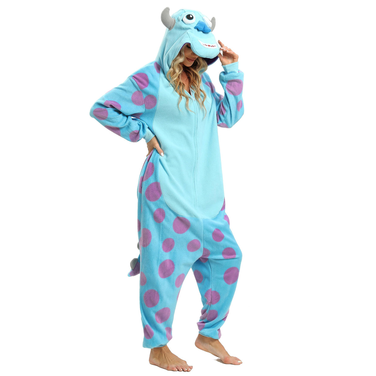 Wishliker Unisex Adult Onesie Sully Costume Halloween Christmas Cosplay Animal Cartoon Pajamas