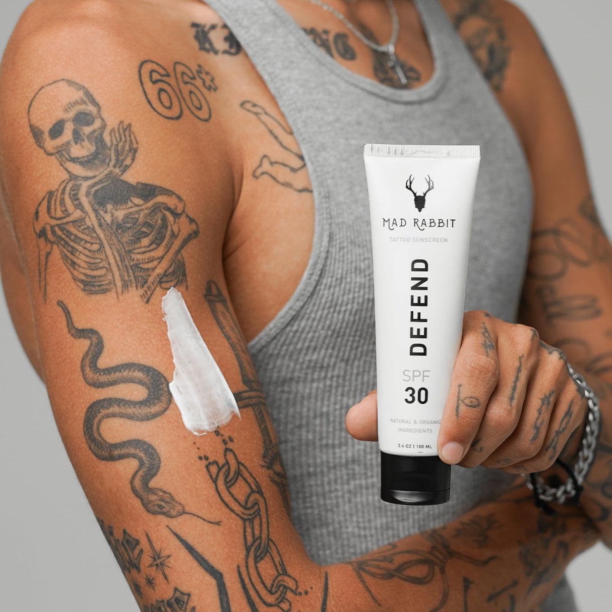 Mad Rabbit Tattoo Care Bundle Kit (3-Piece) Repair Soothing Gel, Enhance Balm & Defend SPF 30 Sunscreen - Full Coverage Tattoo Care Kit for New & Current Tattoos
