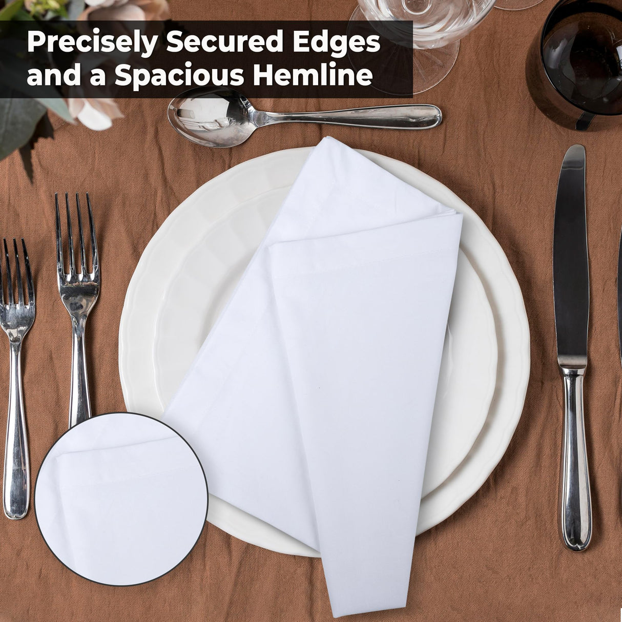 Urban Villa White Cloth Napkins Set of 12 100% Cotton Dinner Napkins Cloths Washable 18”x18” Absorbent Soft Durable Reusable-Ideal for Everyday Use Parties Wedding Thanks Giving Christmas Halloween