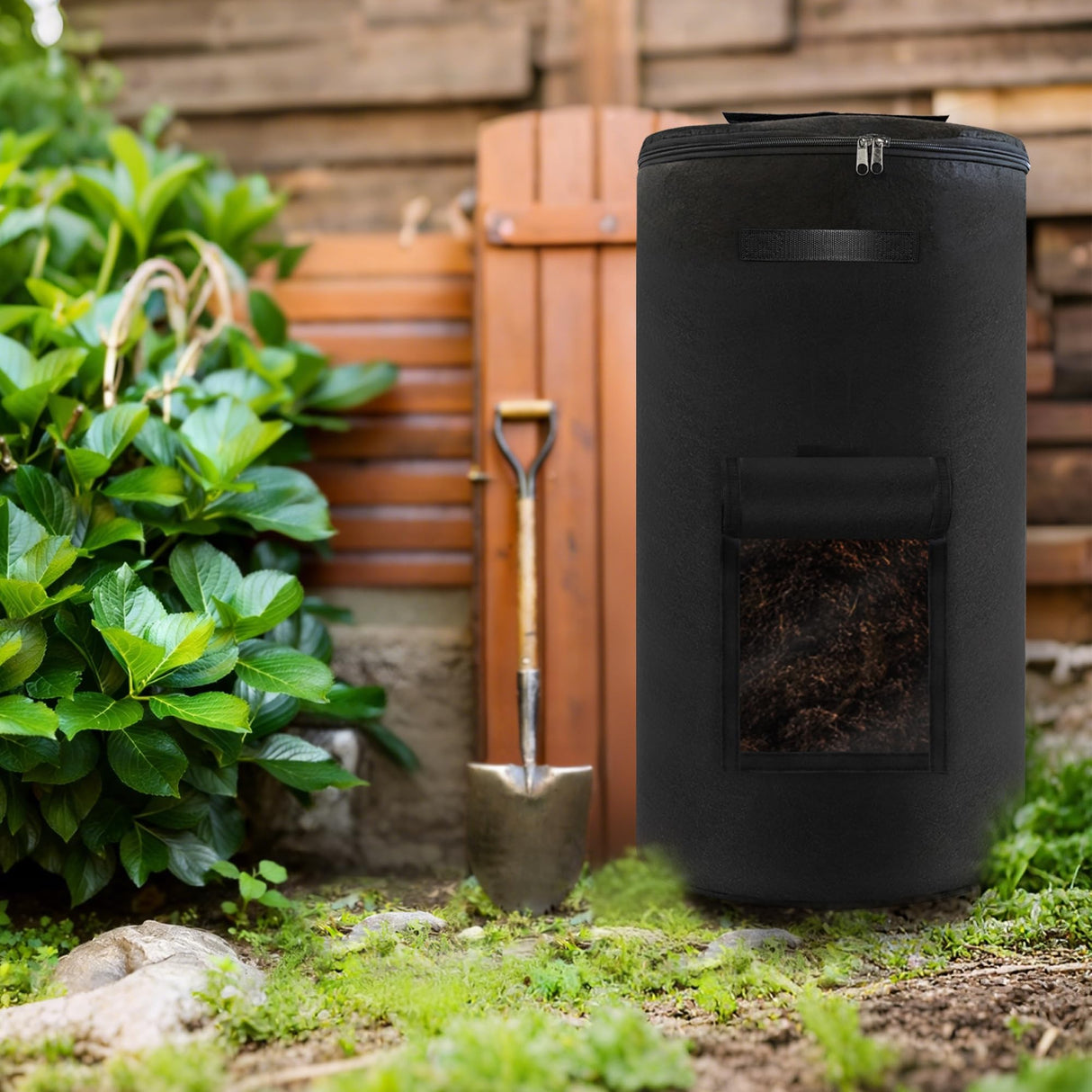 Atvkov Compost Bin Outdoor with Handles Observation Windows, 34 Gallon