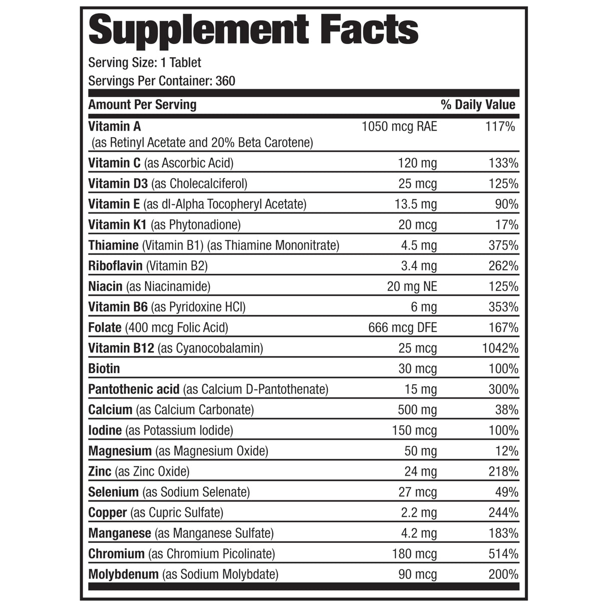 Bronson ONE Daily Women’s 50+ Complete Multivitamin Multimineral, 360 Tablets