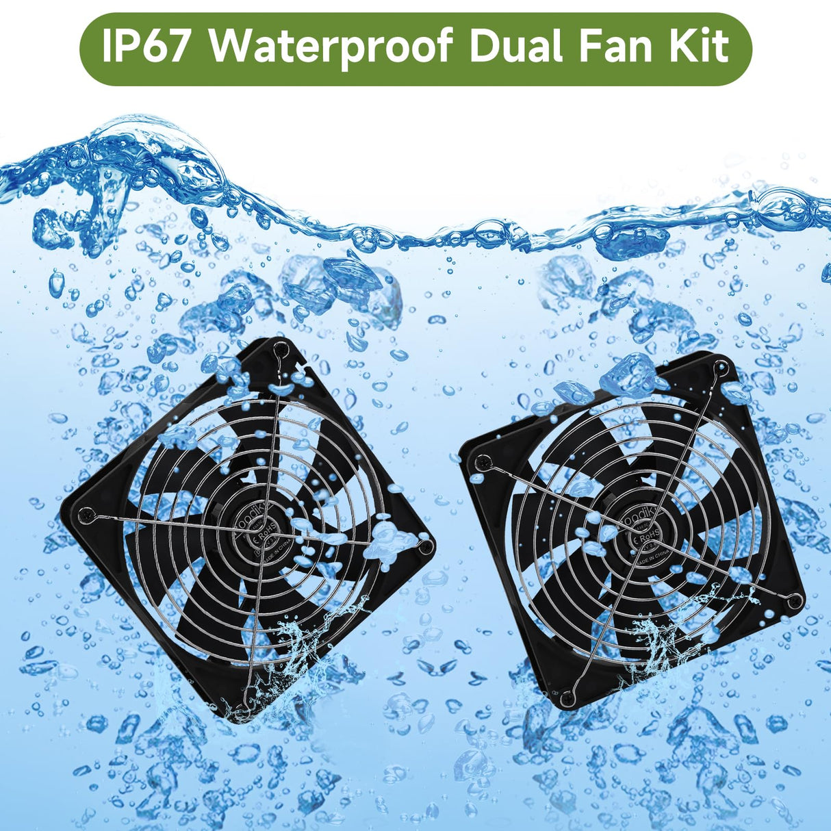 Roodike 5.5" Waterproofed Solar Powered 2 Fan Kits for Outdoor Chicken Coop, Greenhouse, Shed, Pet House Intake or Exhaust Air Circulation