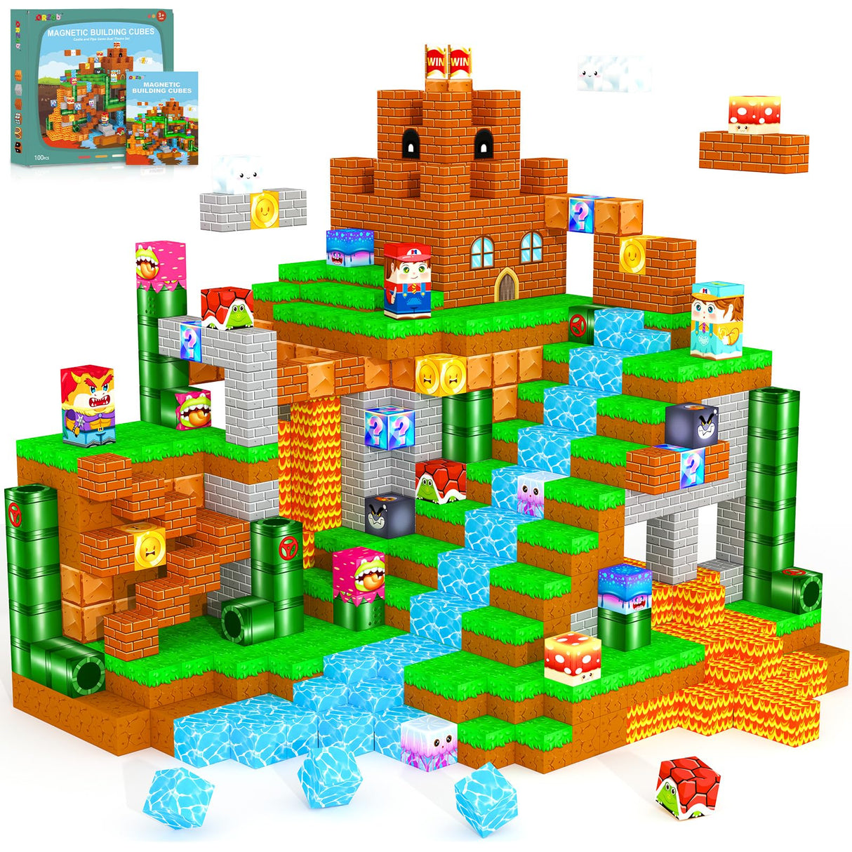 ORZbb Magnetic Blocks Building Games Kids Toys for 3 4 5 6 7 8 9 10 11 12 13 Year Old Boys Girls, Magnetic Cubes Montessori Sensory Toys for Ages 3+ Travel Party Christmas Birthday Gifts