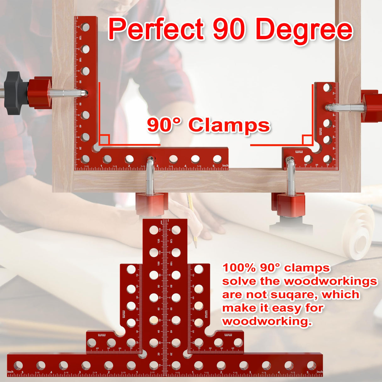 Corner Clamps for Woodworking,8pcs corner clamps With Box, 5.5"& 3.14"Aluminum Alloy 90 degree right angle clamp, Positioning Square Tools for Frame, Cabinets, Drawers,Box, for Dad.