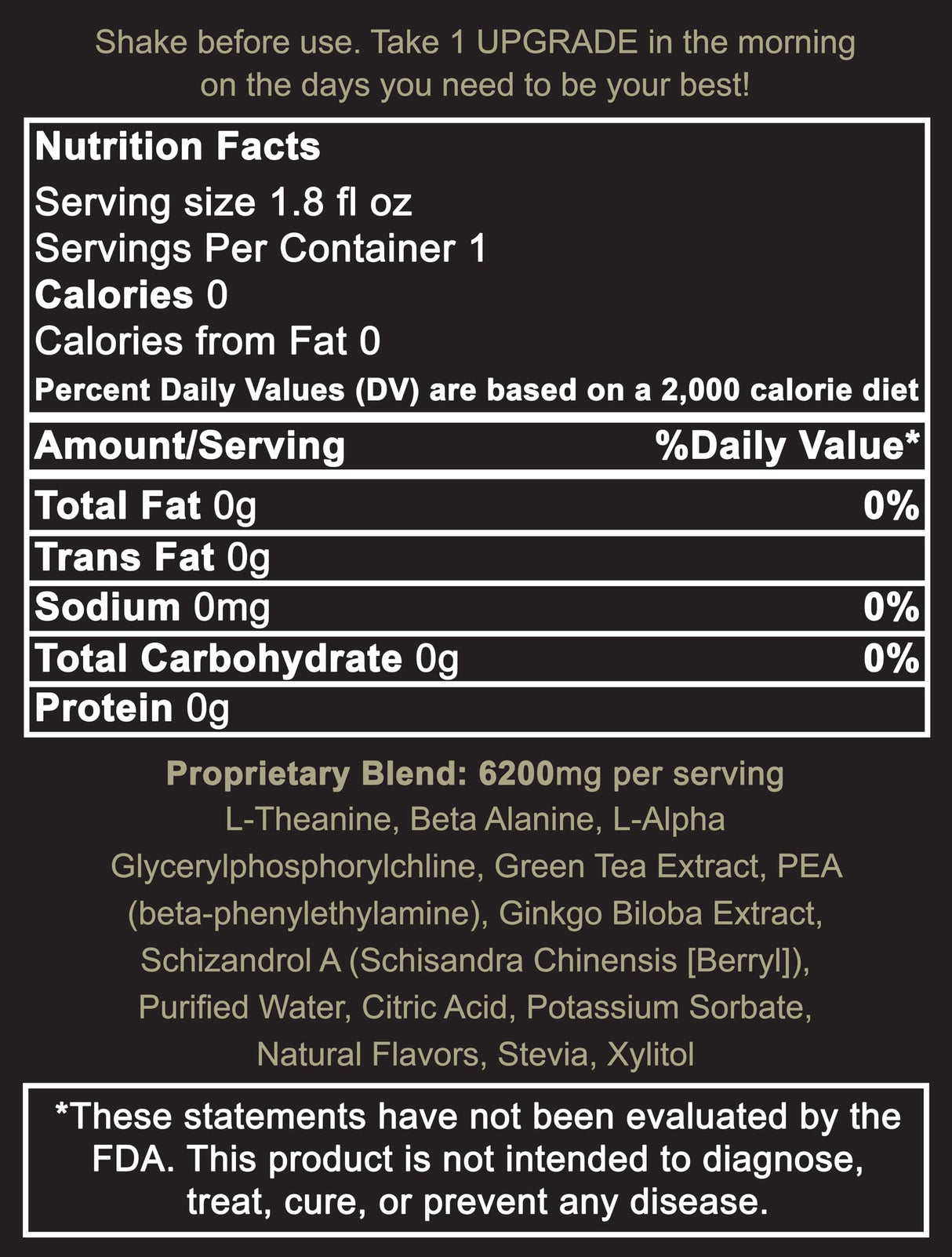 Upgrade Brain Supplement - Enhances Memory, Concentration, Focus & Clarity - Proprietary Blend of AAKG with Beta Alanine, Alpha GPC, Green Tea & Ginkgo Biloba-2 Fl oz (12 Pack)