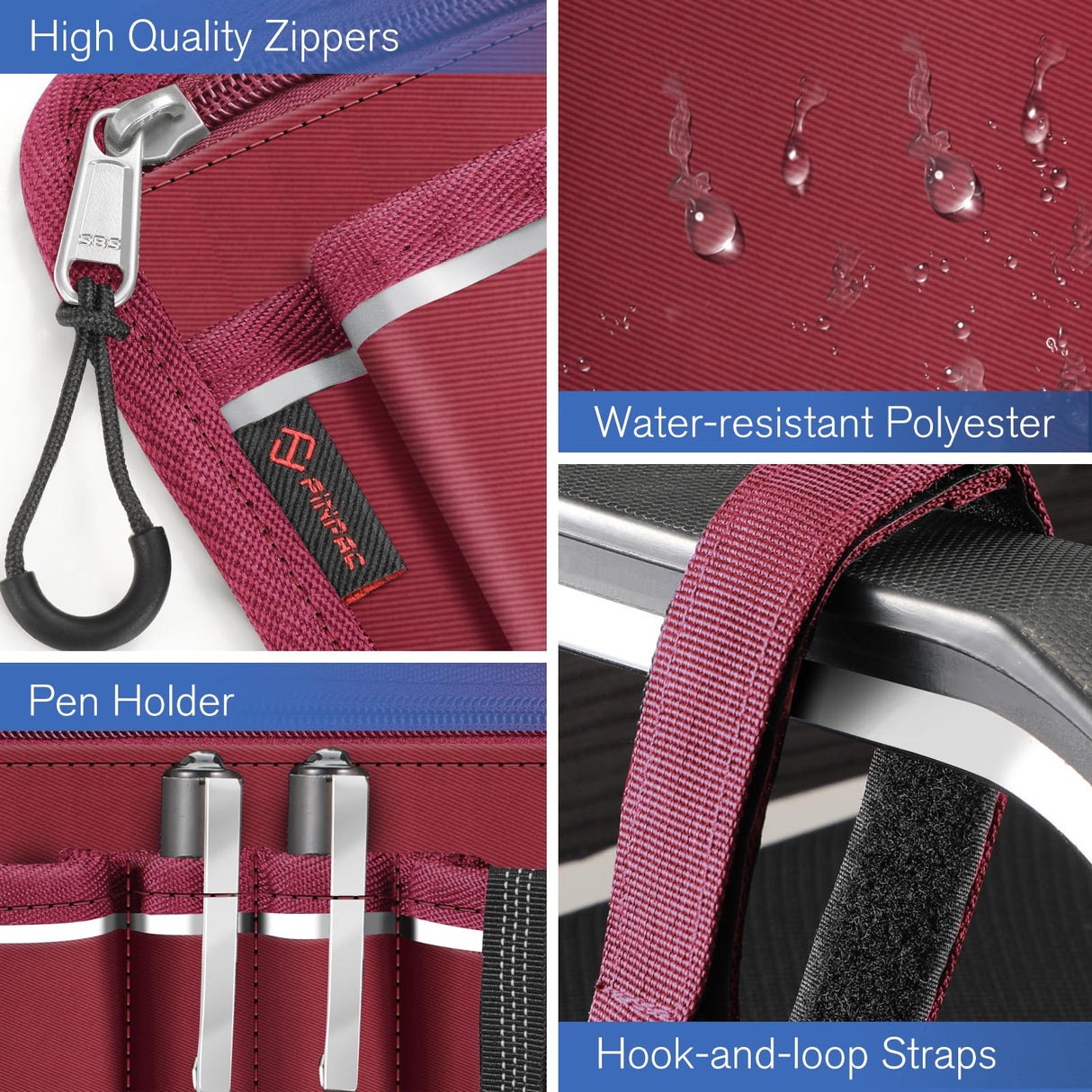 FINPAC Wheelchair Side Storage Bag w/Cup Holder, Wheelchair Armrest Accessories Pouch with Pen Slot and Reflective Strips for Power Walkers, Rollators, Seniors - Burgundy