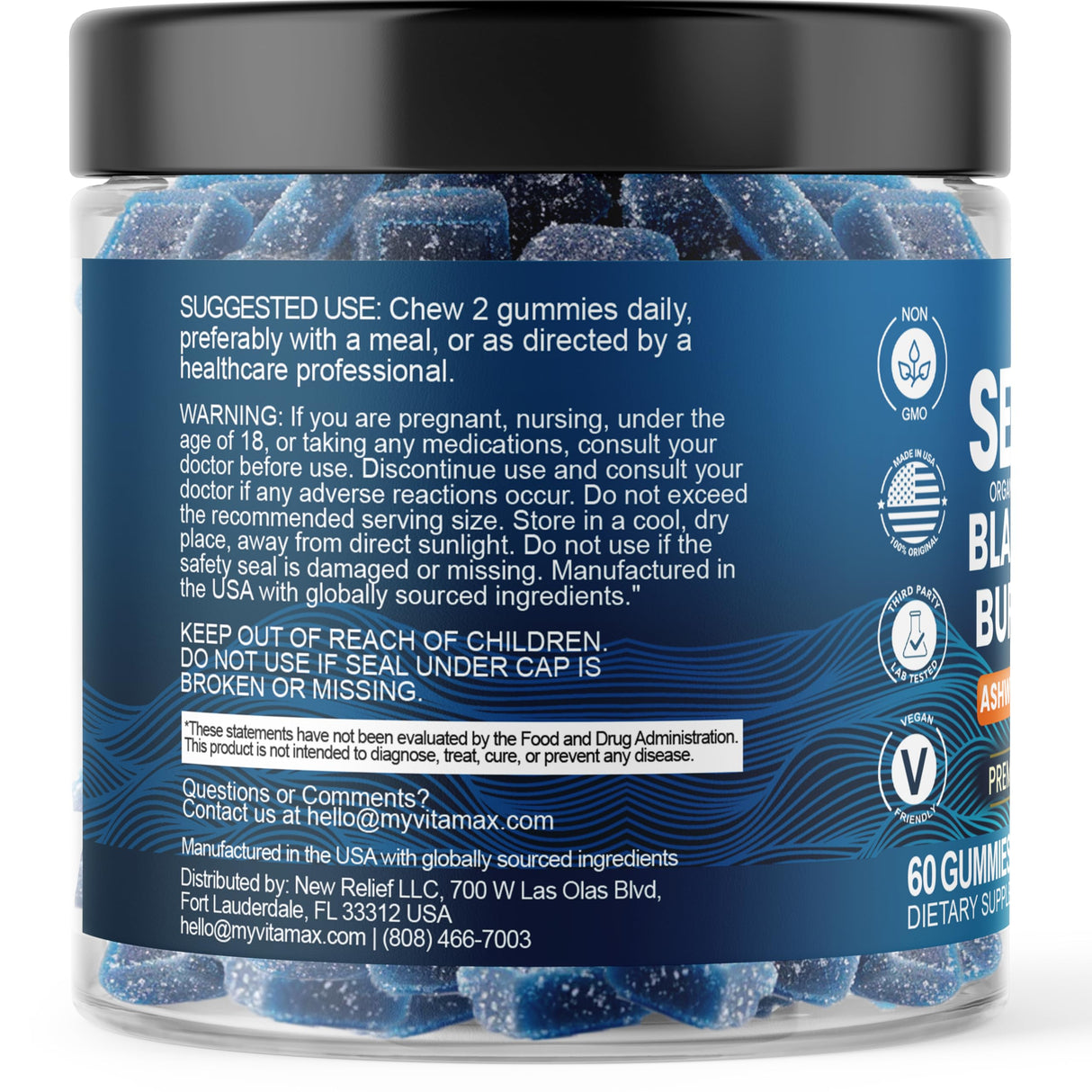 Vitamax Irish Sea Moss Gummies, Sea Moss, Bladderwrack, Ashwagandha, Burdock Root, ACV - Multi-Mineral - Non-GMO and Vegan – Made in USA – 60ct