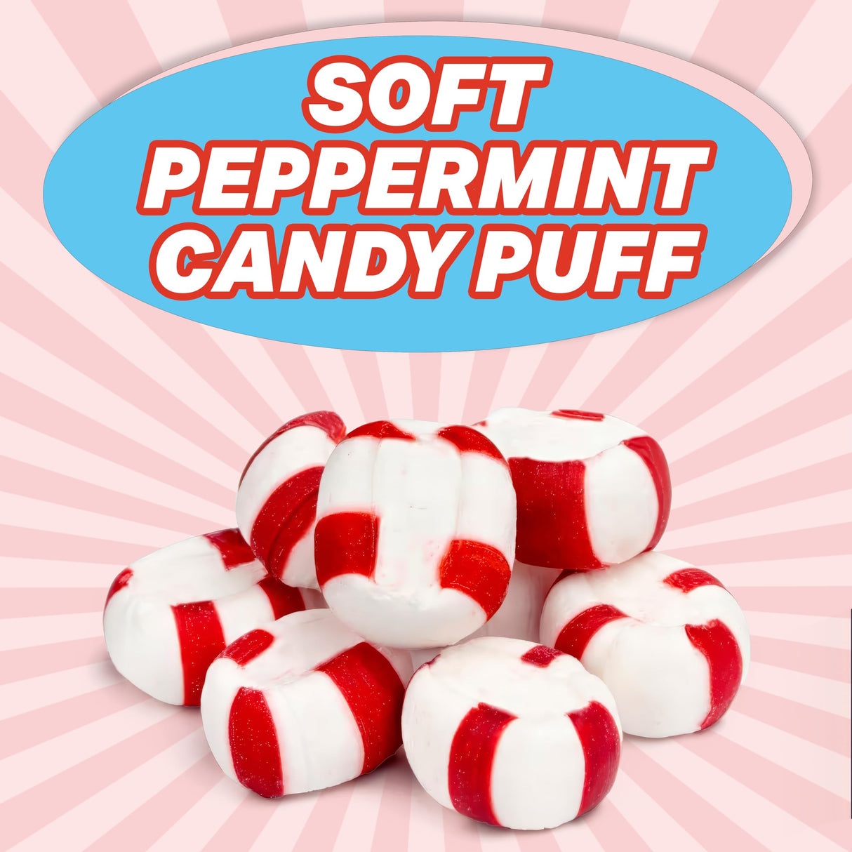 Soft Peppermint Candy Puff Christmas Mints - 5 Pounds Approx 440 Pieces, Mints Individually Wrapped Christmas Candy