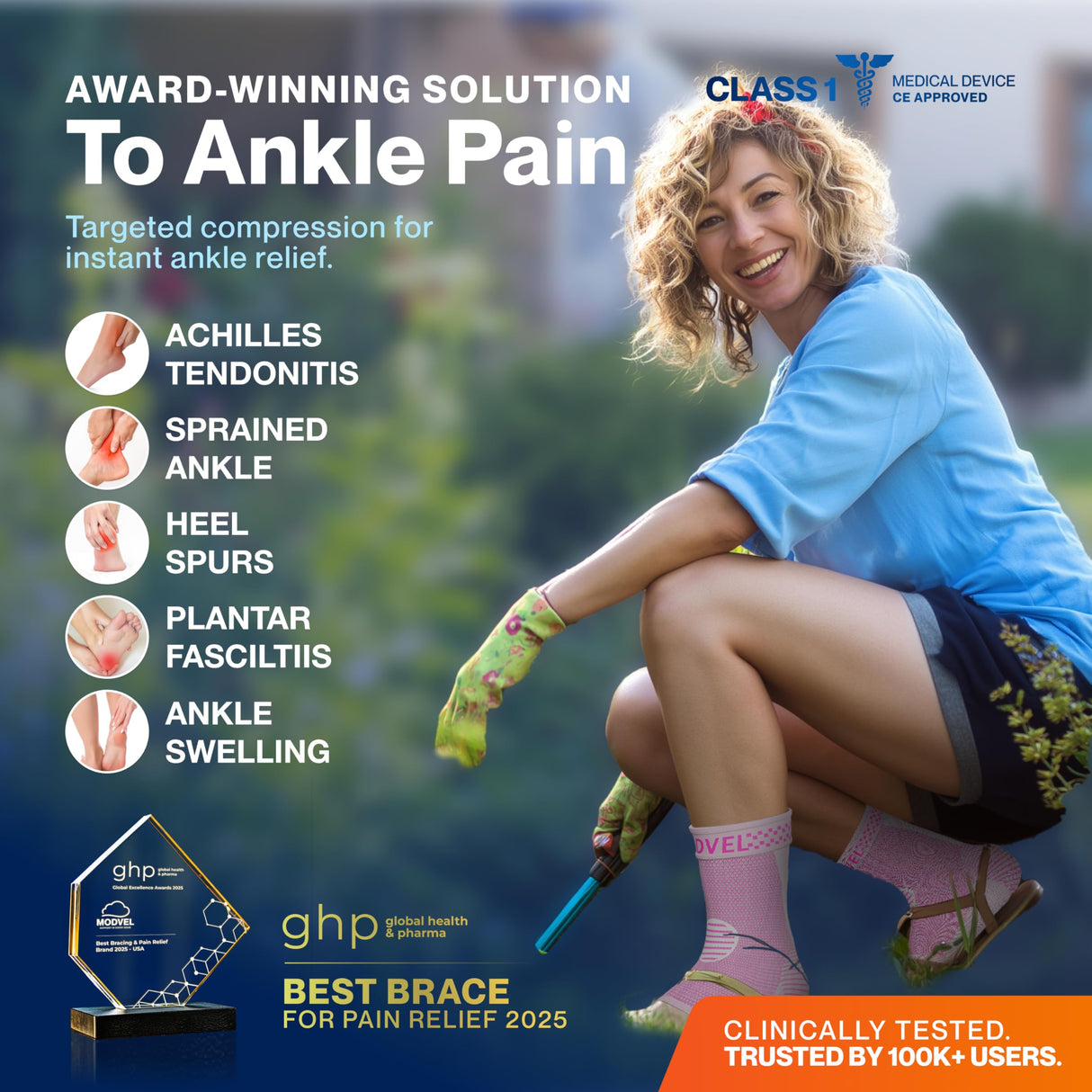 Modvel Foot & Ankle Brace Socks for Sprained Ankle Compression Sleeve - Plantar Fasciitis Relief Brace, Foot Support for Women & Men - Tendonitis & Arthritis Foot Sleeve, Stabilizing Ankle Wrap