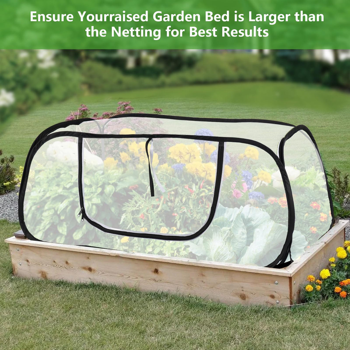 47x20x16 Inch Pop Up Mesh Plant Cover for Garden Raised Beds