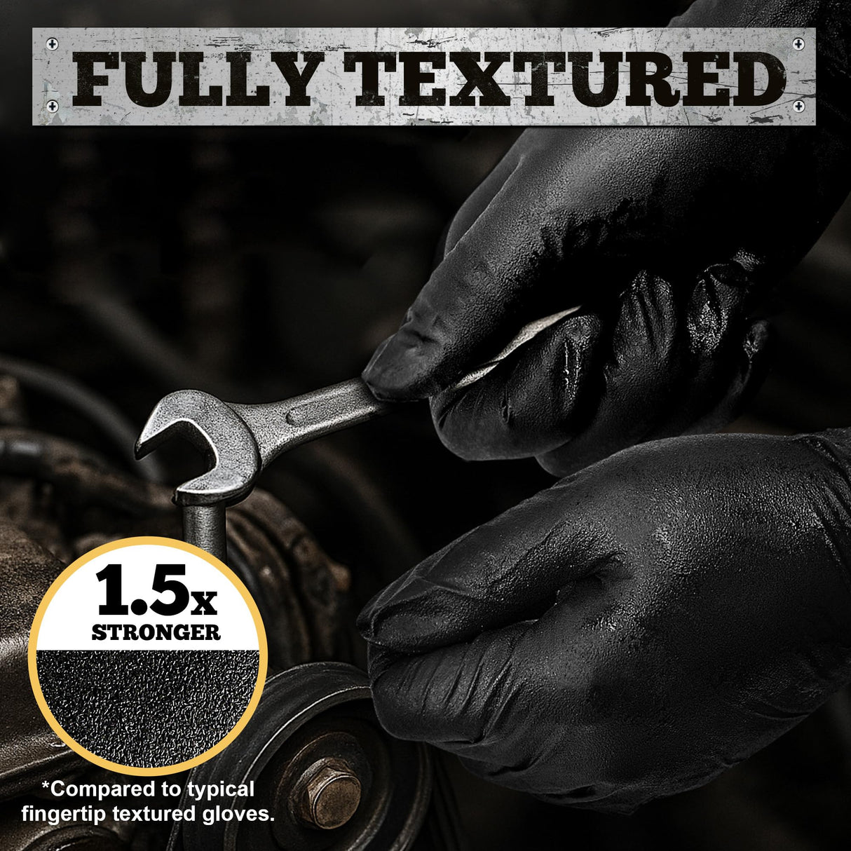 TitanFlex Heavy Duty Black Nitrile Gloves, 6-mil, Fully Textured, Medium 100-ct Box, Mechanic Disposable Gloves, Work Gloves, Latex Free, Powder Free, Rubber Gloves for Food Prep