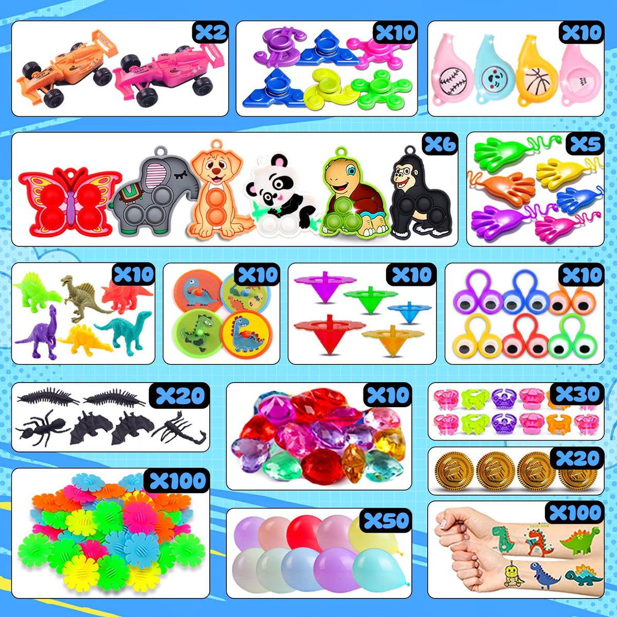 Kiss Monkey 640 PCS Party Favors for Kids, Fidget Toys Bulk, Prize Treasure Box Toys for Classroom, Goodie Bags Stuffers for Kids, Pinata Stuffers for Kids, Birthday Gifts, Carnival Prizes
