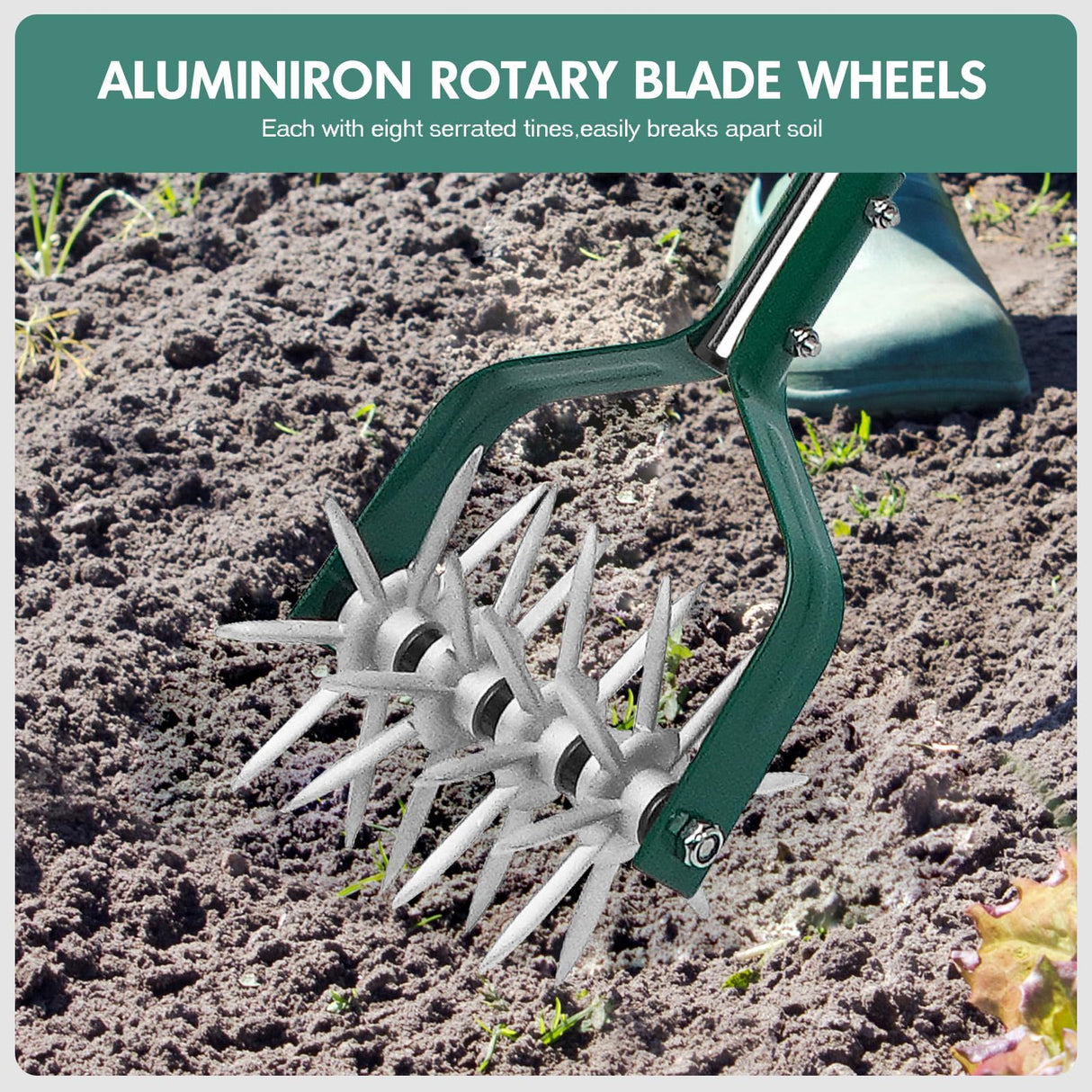 YEELOR Rotary Cultivator Garden Tool with Durable Aluminum Gears