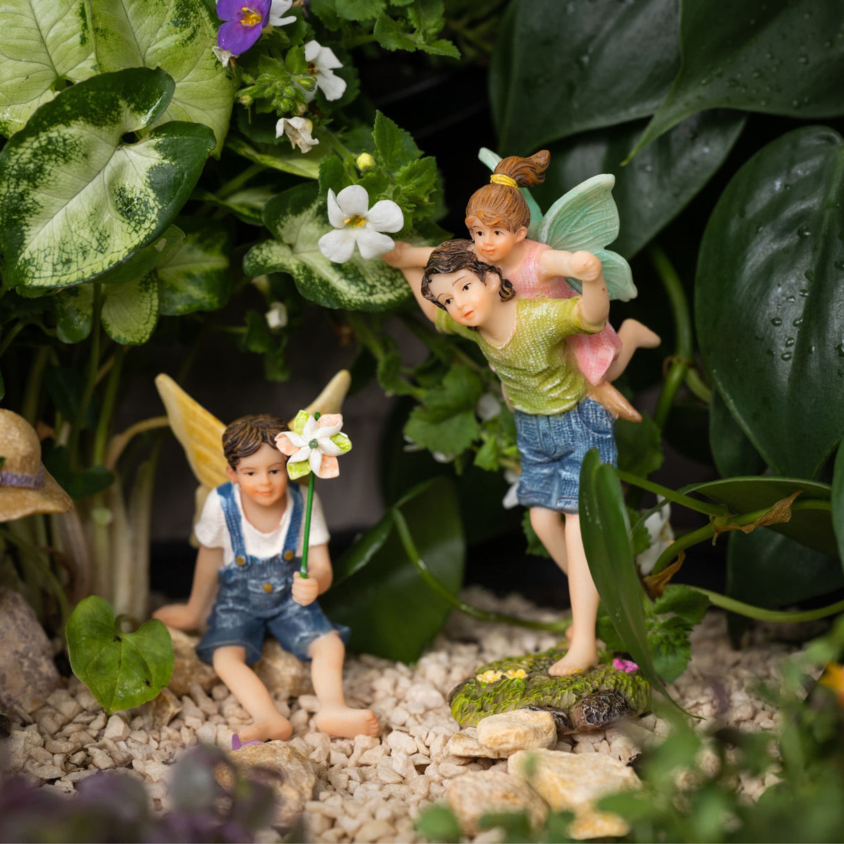 PRETMANNS Fairy Garden Accessories Outdoor Kit, Fairy Figurines, 4 Piece