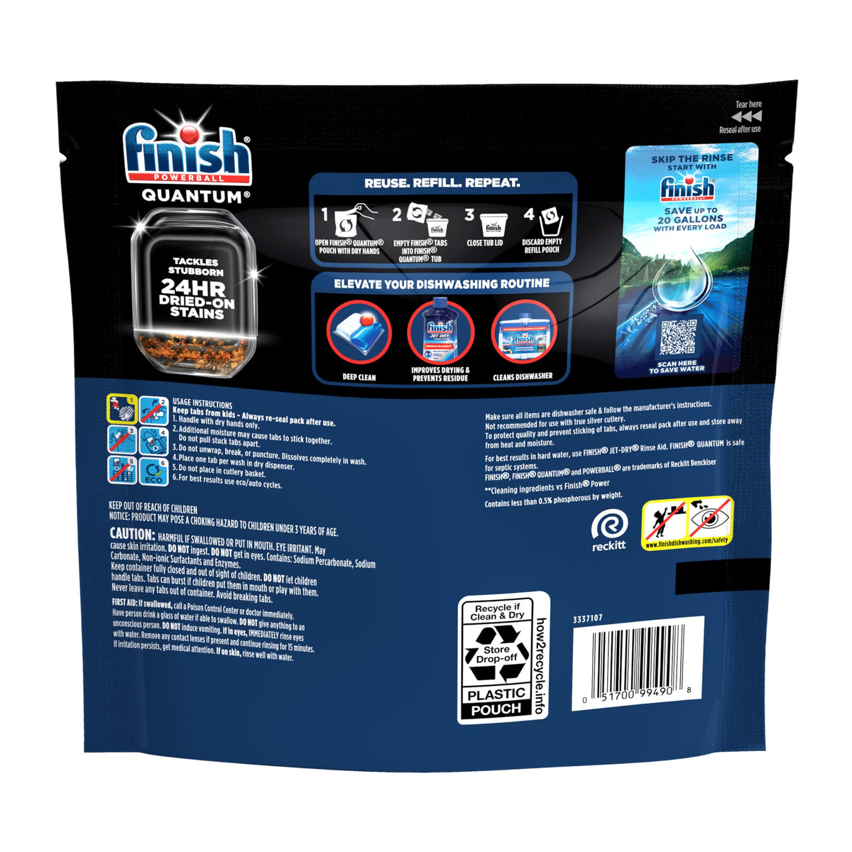 Finish Quantum Dishwasher Pods, Dish Detergent, Fresh Scent, 100ct
