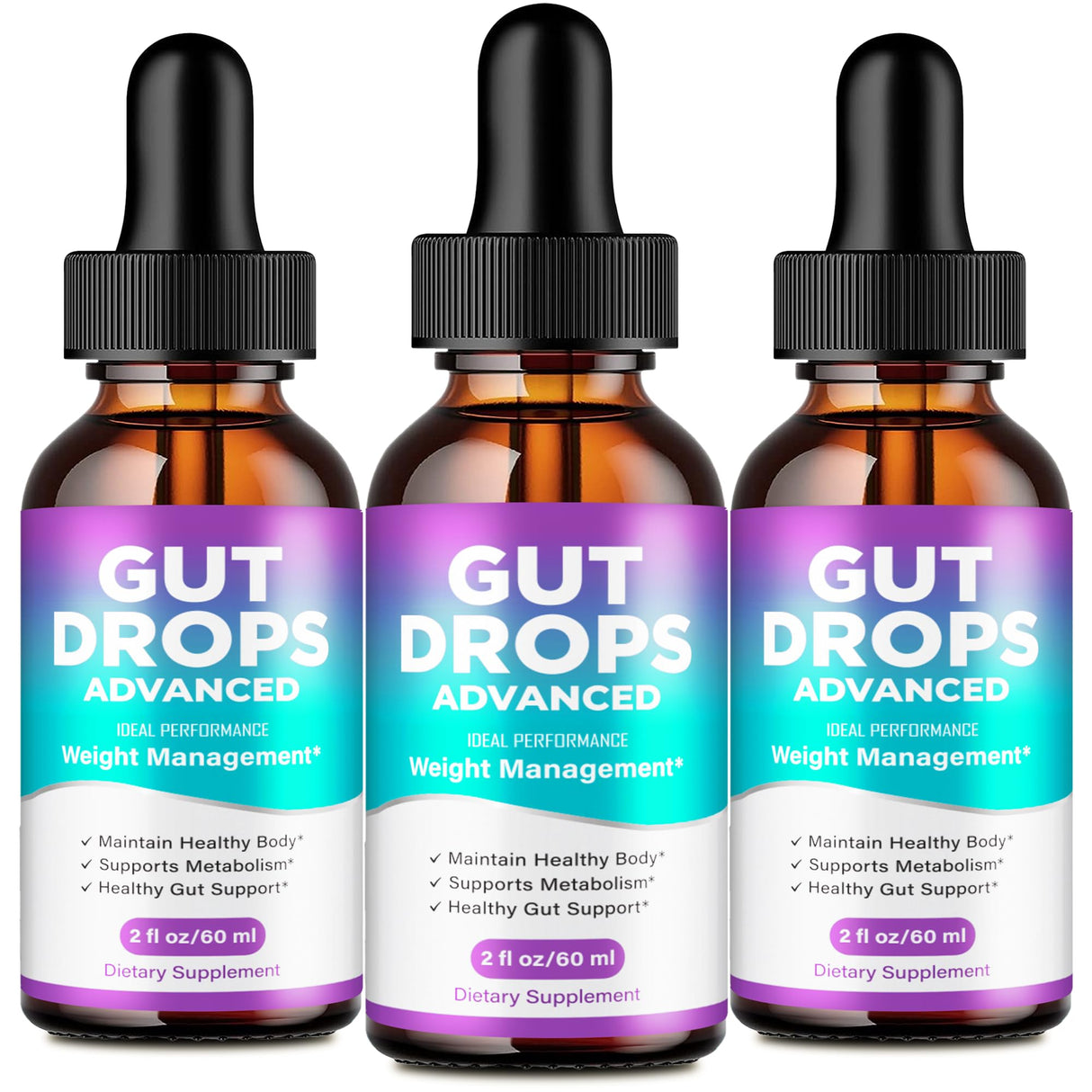 Gut Drops Advanced with Pumpkin Seeds Extract, Gut Drops Advanced Reviews, GutDrops Supplement Liquid Droppers, Maximum Strength, All-Natural Liquid Formula to Maintain Healthy Body, Energy (3 Pack)