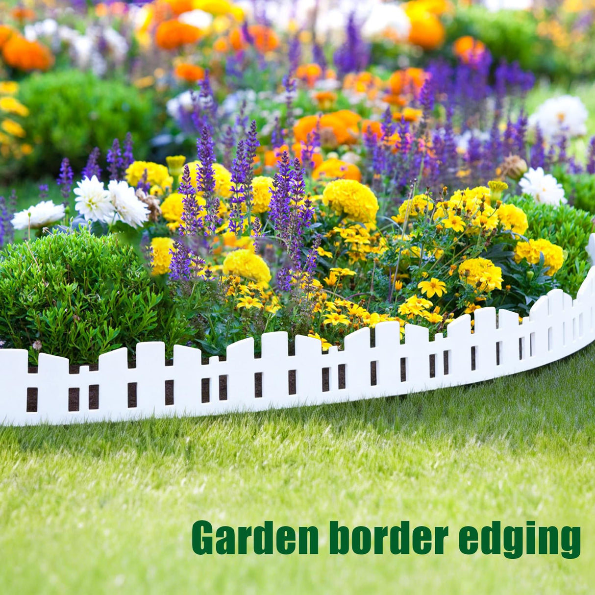 Garden Edging 33FT LOLEDE, 4.6IN Tall White Landscape Edging Border with 60 Stakes, Flexible Plastic Lawn Edging for Yard, Flower Beds,Tree Rings, Walkways & Garden Borders(Square-White)