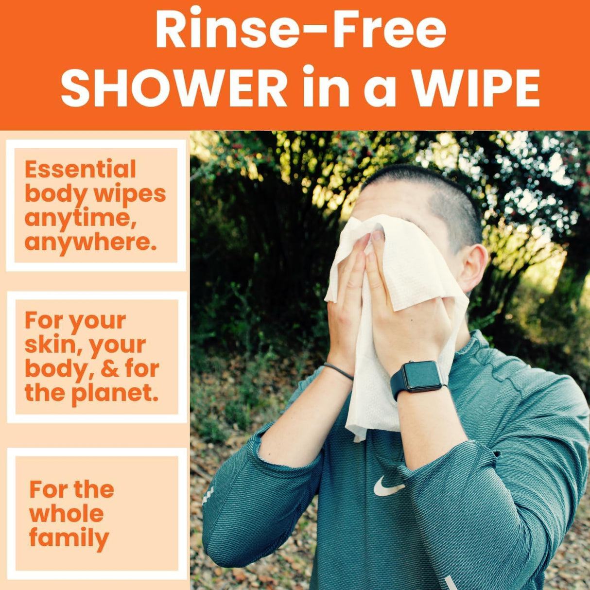 HyperGo XL Body Wipes for Women & Men – 12" x12" Rinse-Free Full Body Cleansing Wipes 2-20 Count Packs - Unscented | Biodegradable, Hypoallergenic, Aloe-Infused | Gym, Festival, Camping Essentials