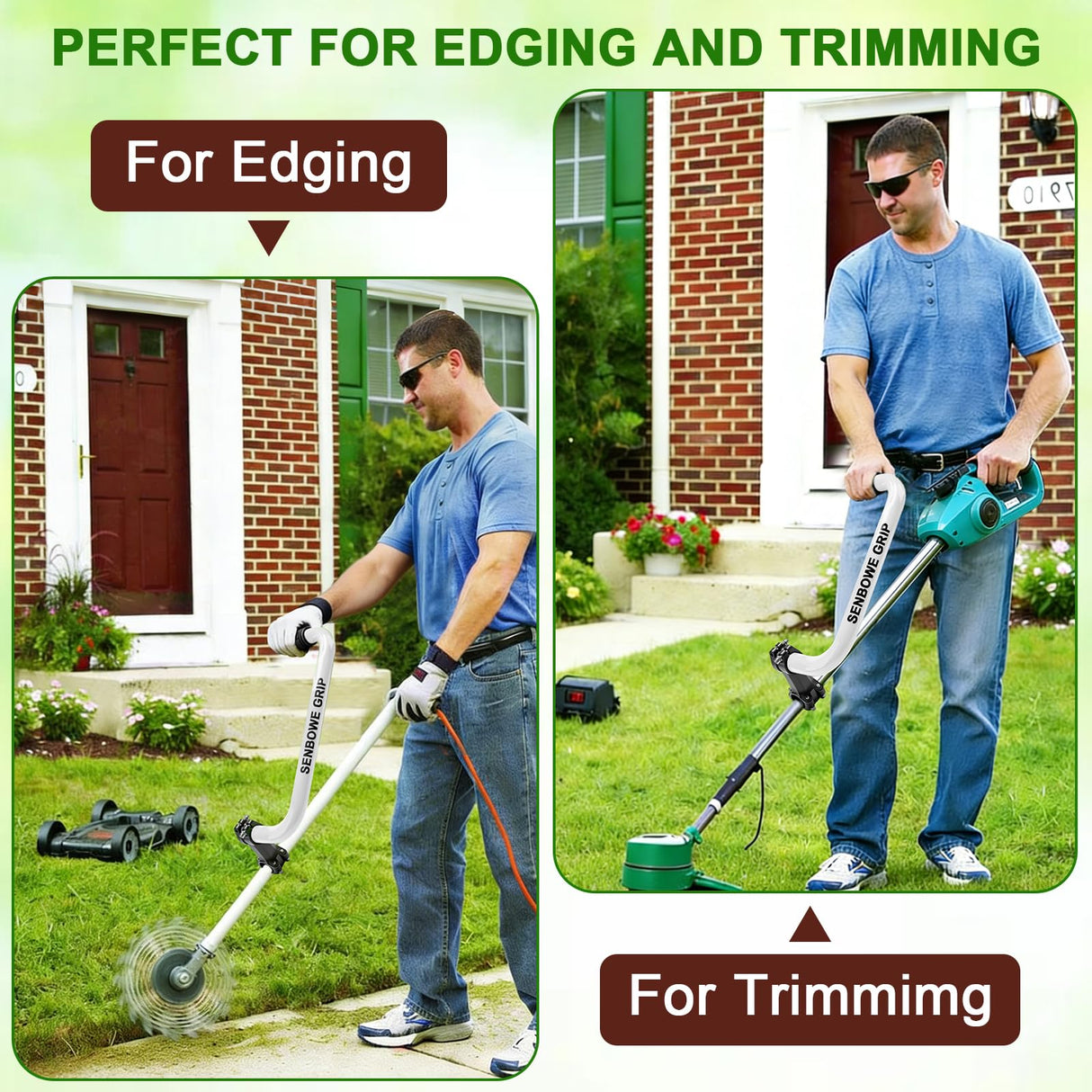 ππ©π π«ππππ Weed Eater Handle, Ergonomic String Trimmer Grip Extension Back Saver,with Adjustable Shoulder Strap, Universal Weedeater Handle for Lawn Care, Landscaping, Grass,Trimming (White)