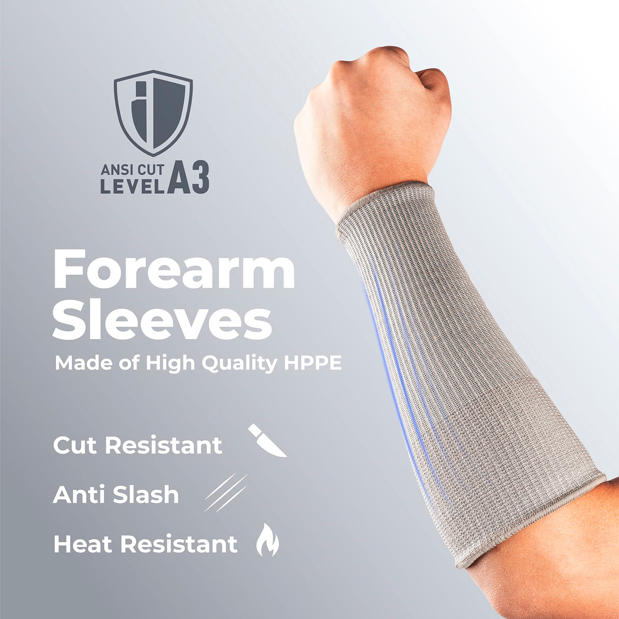 OriStout 4 Pairs Forearm Sleeves, Arm Protectors for Thin Skin and Bruising, Level 3 Cut Resistant Sleeves, Arm Protection for Gardening, Yard Working, Pet Grooming, Grey