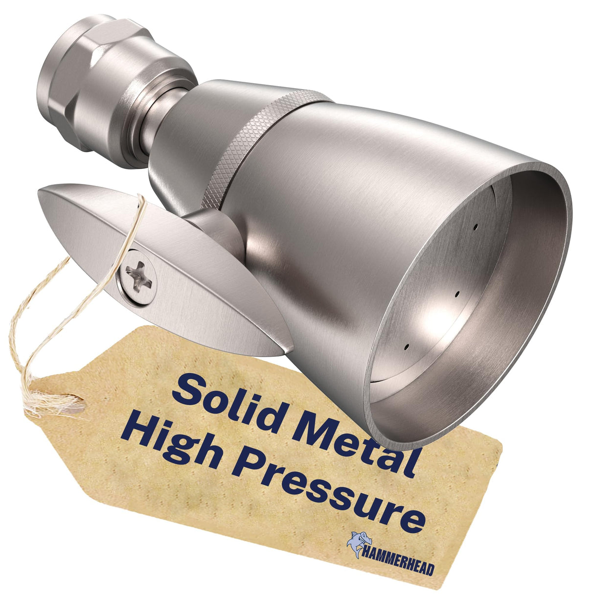 HammerHead Showers® Solid Metal 2 Inch High Pressure Shower Heads - BRUSHED NICKEL – 2.5 GPM Shower Heads High Pressure - High Flow Shower Head with ADJUSTABLE SPRAY PATTERN - Fixed Shower Head