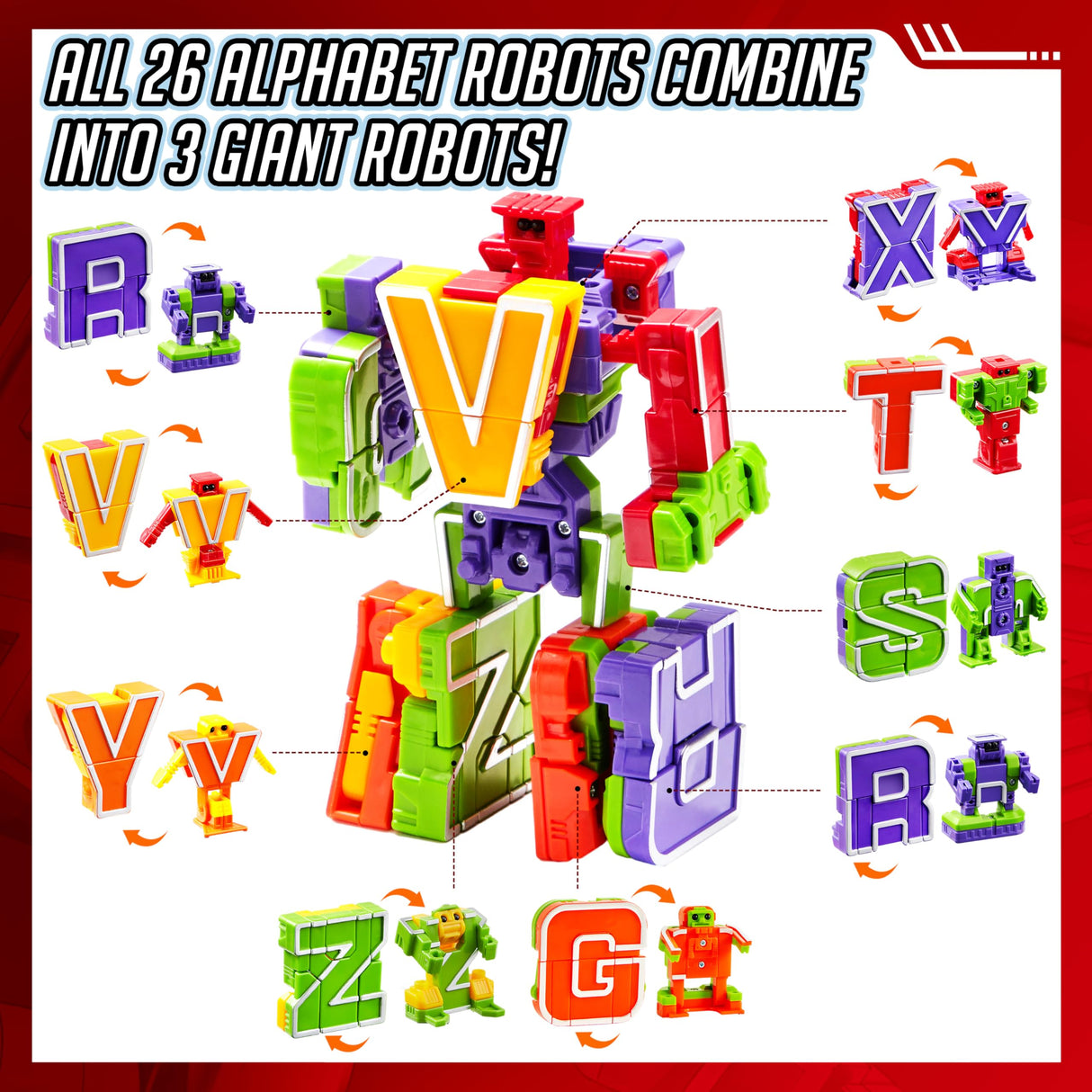 JOYIN Alphabet Robots Toys for Kids, ABC Learning Toys, Alphabots, Letters, Toddlers Education Toy, Carnival Prizes, Christmas, Treasure Box and Prize for Classroom