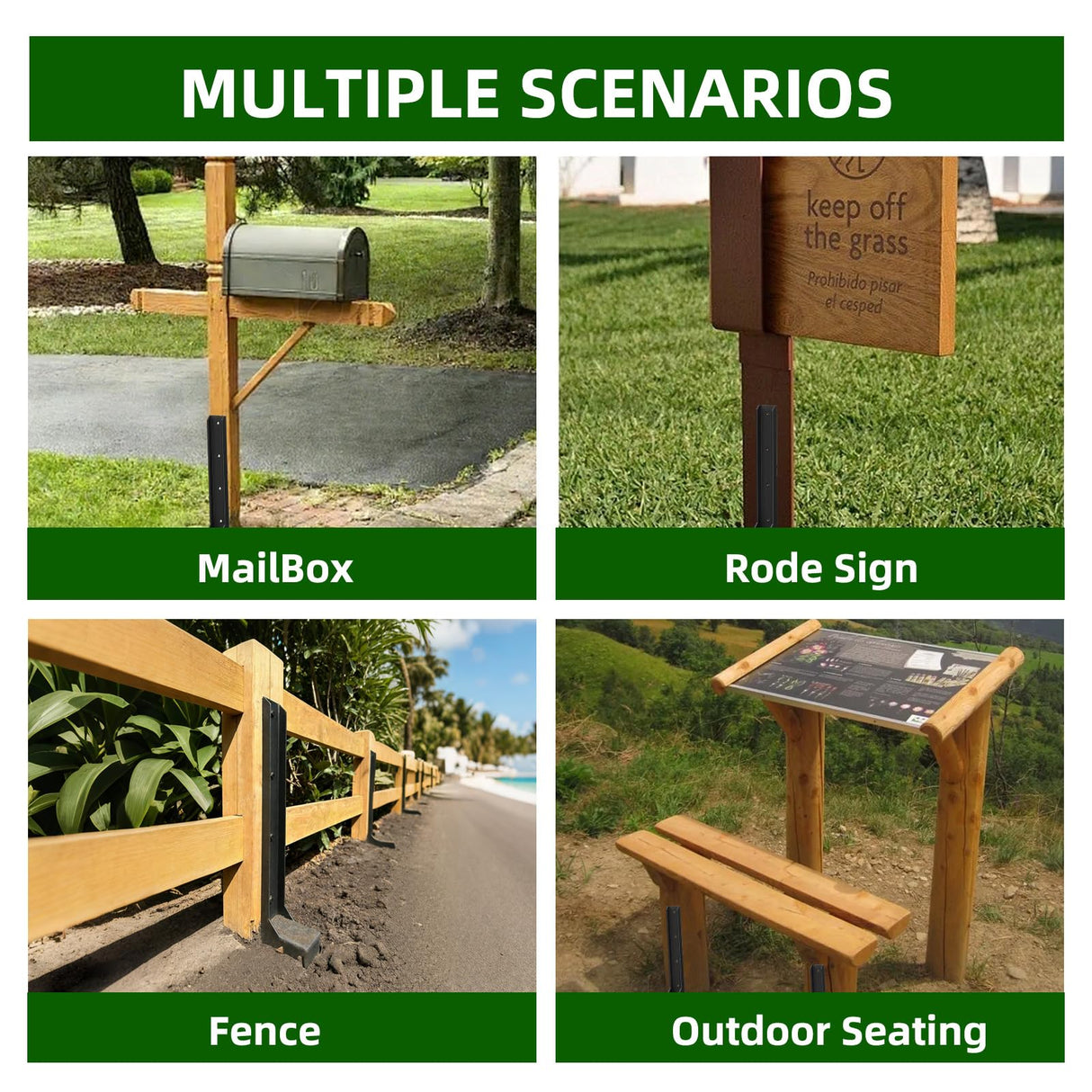 5PCS Fence Post Repair Kit, Heavy Duty Fence Posts Repair Stakes for Fix Wooden Broken Posts, Repair Tilted