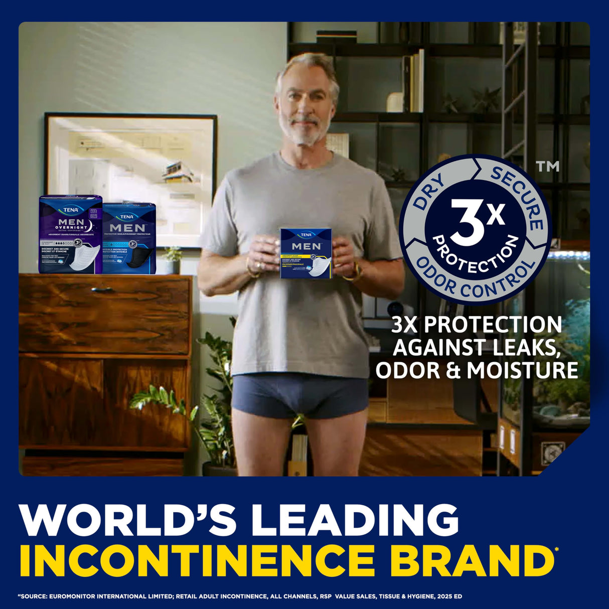 TENA Men Overnight Incontinence Guard, Bladder Control, Discrete, Overnight Absorbency, 120 Count