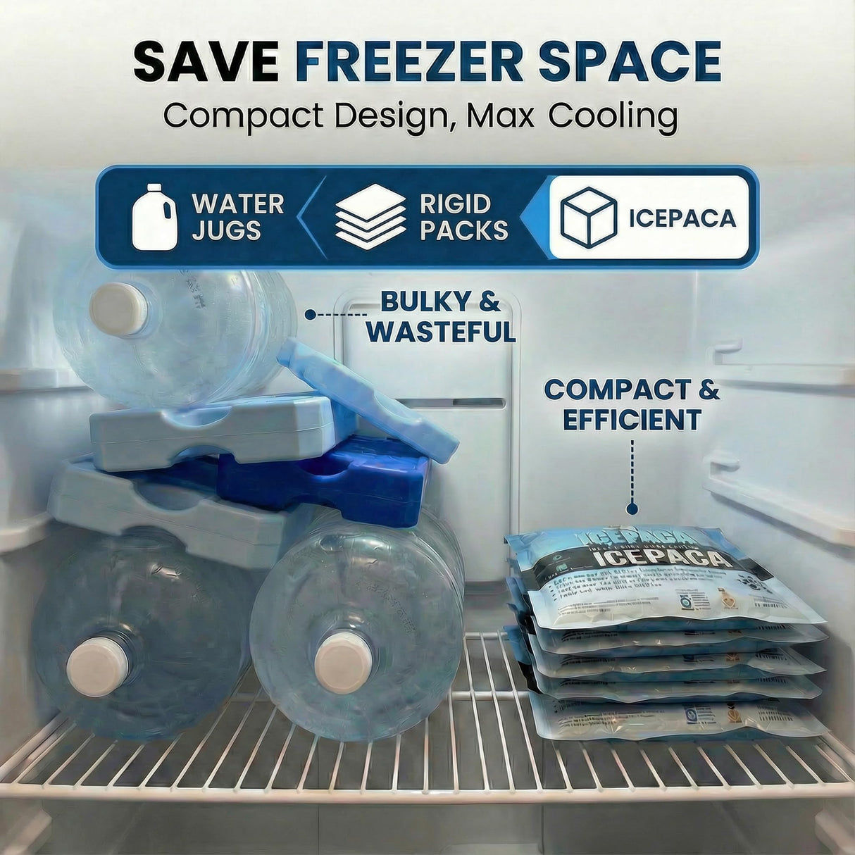 Icepaca Ice Pack for Coolers, (3 Pack) High Performance, Reusable Long-Lasting Cold Pack for Lunch Boxes, Camping, Travel & Marine Use – Non-Toxic, Leakproof, No Watery Mess, Small Size (10"X10")
