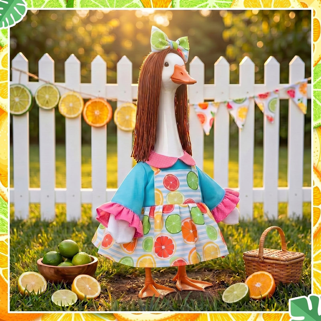 Soulchen Summer Porch Goose Outfits for 23 Inch Lawn Statue Lemon Porch Goose Dress Clothes Costume for Outdoor Garden Decor