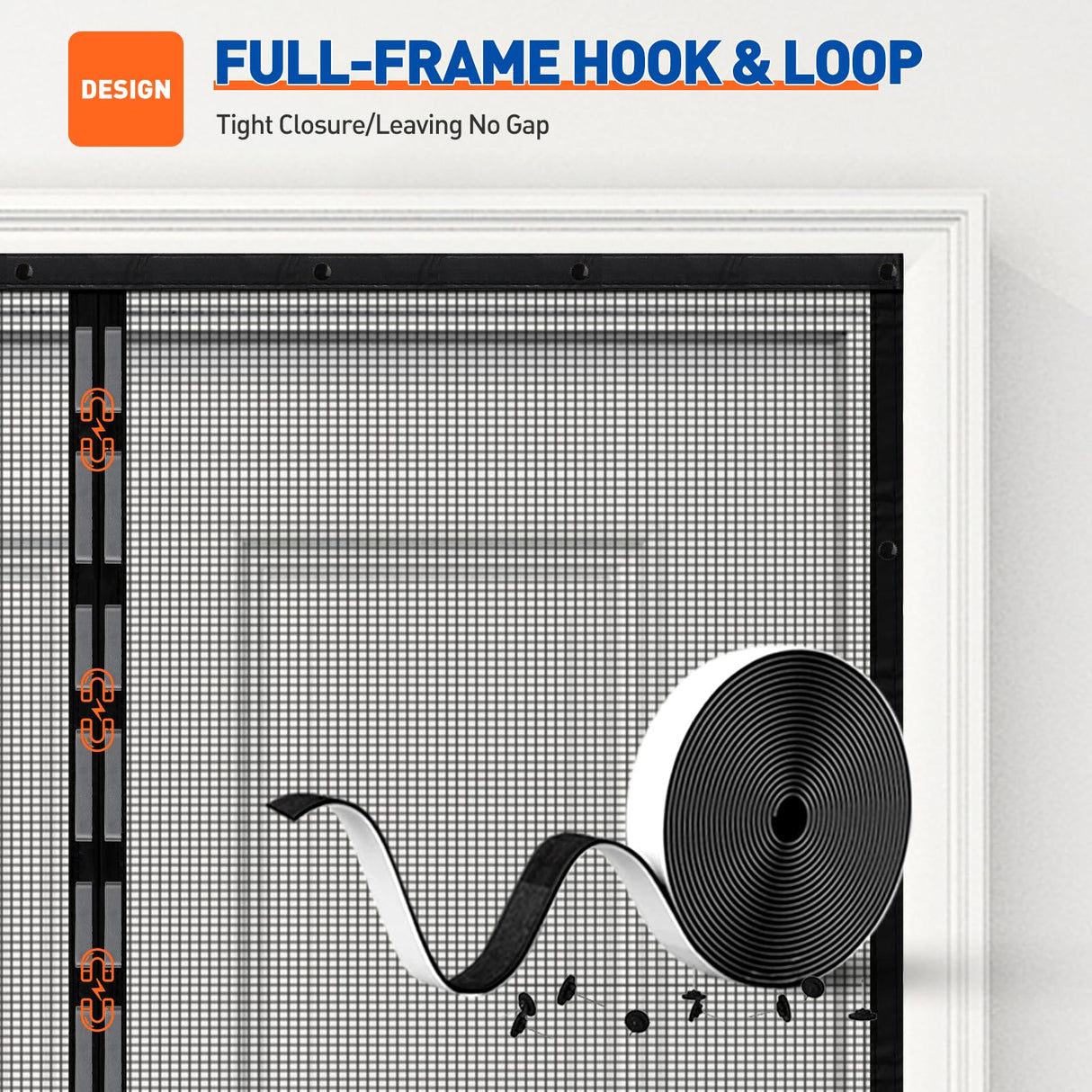 MAGZO Magnetic Screen Door Fit Door Size 48 x 96 Inch, Actual Screen Size 50" x 97" Magnet Screen Curtain for Sliding Door-Black
