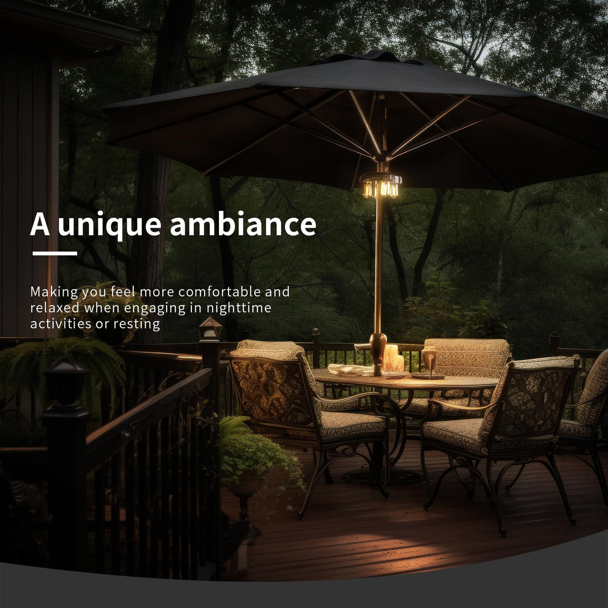 Nora·Gift Patio Umbrella Light with LED Edison Bulbs, Battery Operation Cordless-Outdoor Umbrella Pole Lights with 2 Lighting Modes for Garden,Patio, Backyard, Camping or BBQ - Brown(1 Pack)