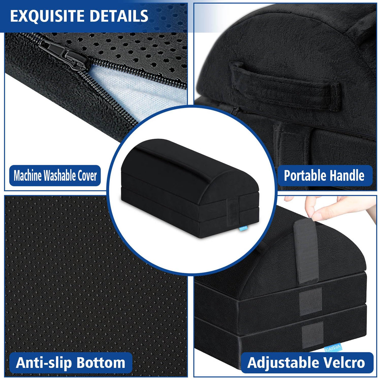 KAYFIA Foot Rest for Under Desk at Work XXL(20in) with 3 Adjustable Heights,Foot Stool with Supportive Gel Foam, Warmer Feet Pocket Footrest for Office Gaming Chair, for Leg Support -Black