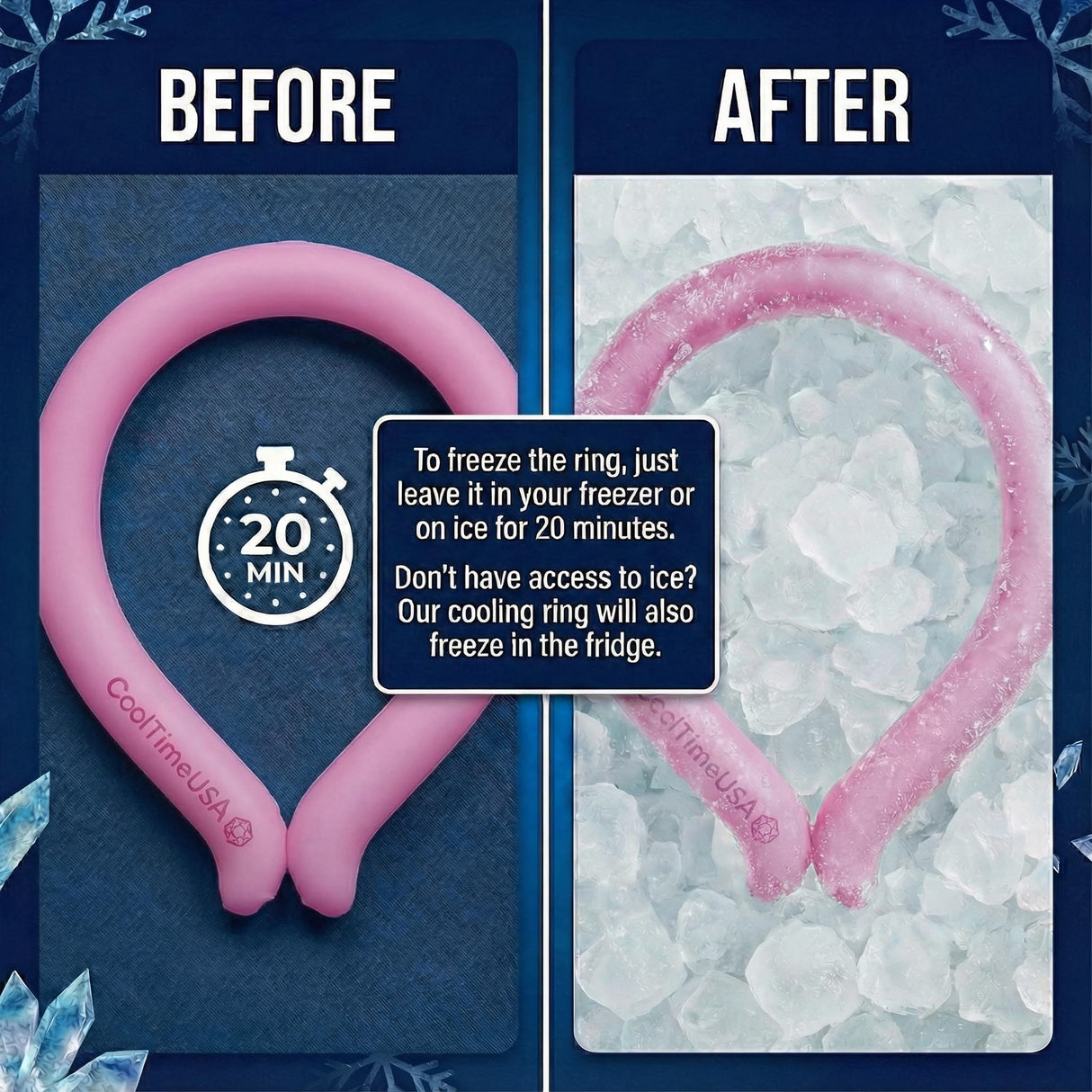 CoolTimeUSA Neck Cooling Tube | Wearable Cooling Wrap for Summer Heat | Hands Free Cold Pack - (Pink) (Set of 3)