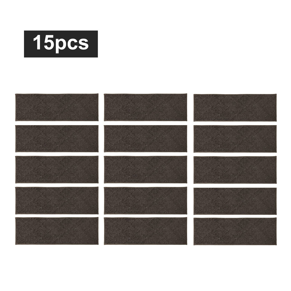 COSY HOMEER Edging Stair Treads Non-Slip Carpet Mat 28inX9in Indoor Stair Runners for Wooden Steps, Edging Stair Rugs for Kids and Dogs, 100% Polyester TPE Backing (15pc, Brown)