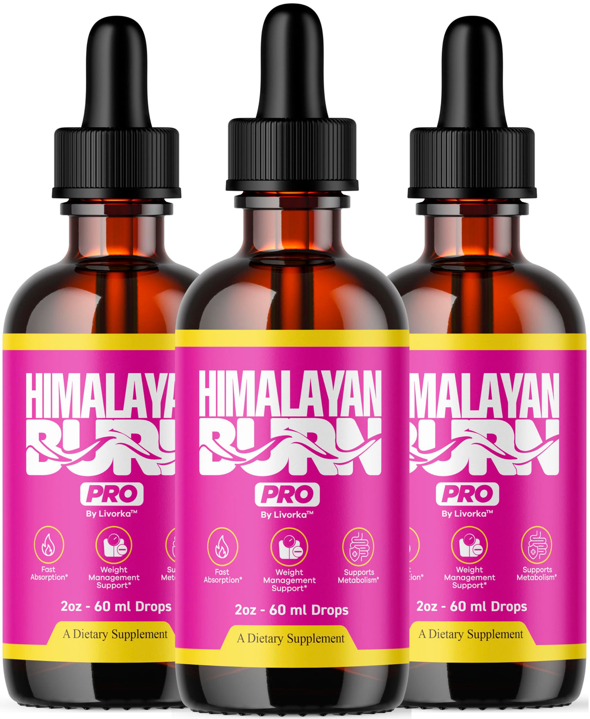 (3 Pack) Himalayan Burn Pro Drops - HimalayanBurn Pro Advanced Formula Liquid Supplement, Himalayan Burn Pink Salt Health & Wellness, Himalayanburn Pro Daily Wellness Support, 3 Bottles for 3 Months