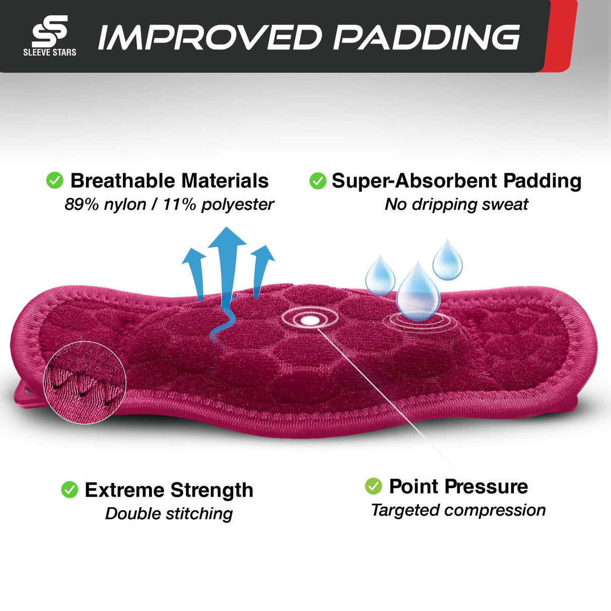 Sleeve Stars Tennis Elbow Brace for Men & Women, Tendonitis Elbow Brace & Strap Golfers Elbow Brace Counterforce Band for Tendon Pain Relief & Support for Forearm w/ 3 Straps Fits 9-23" (Single) (1, Hot Pink, One Size)
