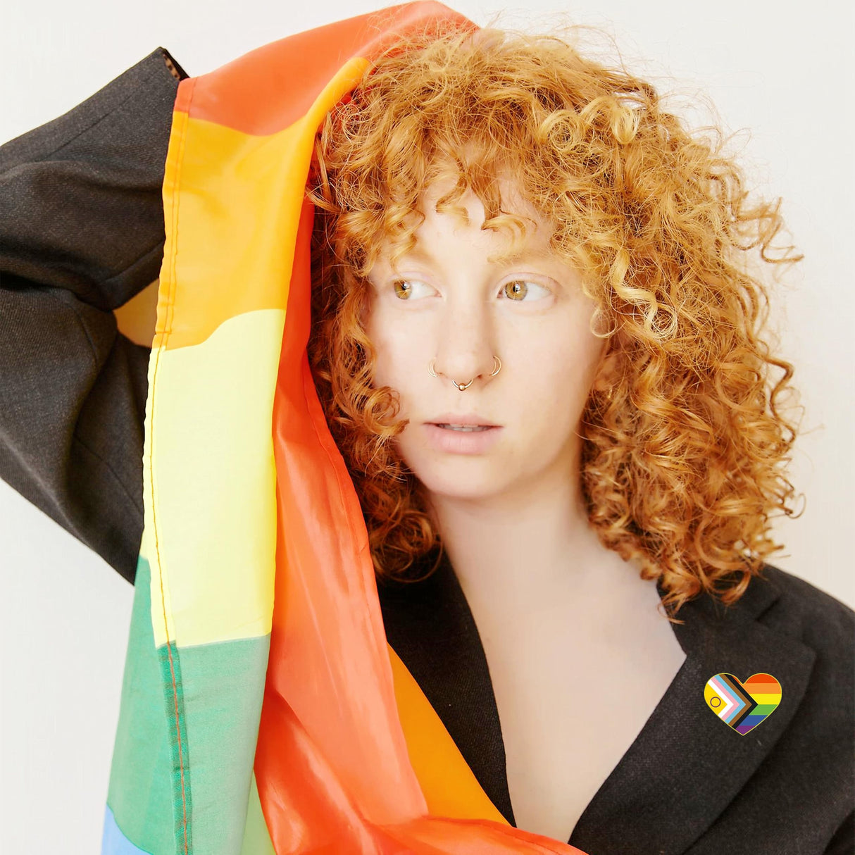 25/50/100/200 pieces heart new Progress Pride Pins LGBTQ Inclusive Progressive rainbow pride flag Lapel Pin for Clothes backpack hat Decoration Souvenir gift badge bulk (50)