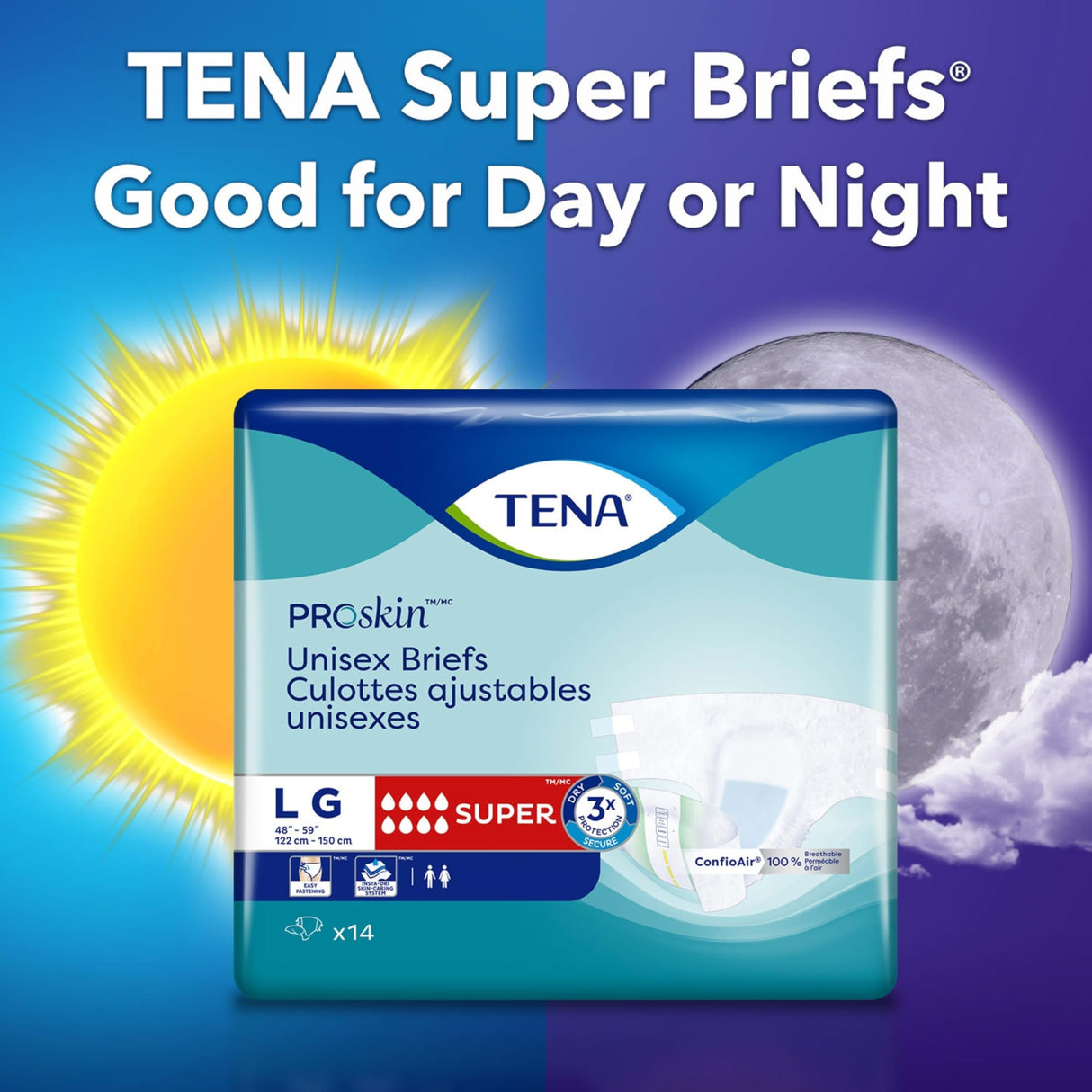 Tena Incontinence Adult Diapers, Maximum Absorbency, Disposable Briefs, ProSkin - Large - 56 ct