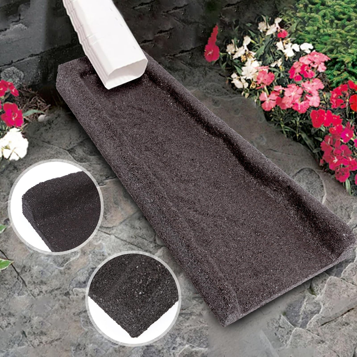 Sekcen 2 Pack Rubber Downspout Splash Block Rain Gutter Down Spout Drain Trays Brown