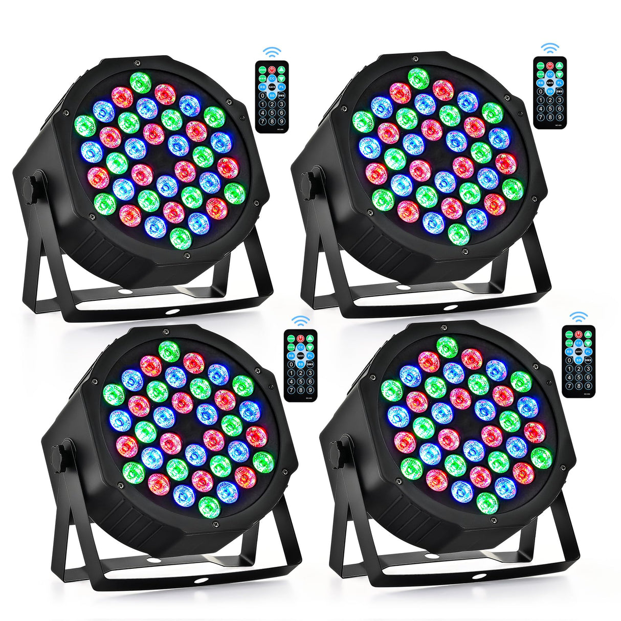 CO-Z 36 LED Stage Lights, RGB Par Lights with Remote Control, DMX Controller Compatible, DJ Lights Stage Lighting Indoor for Christmas Halloween Party, 4 Pack