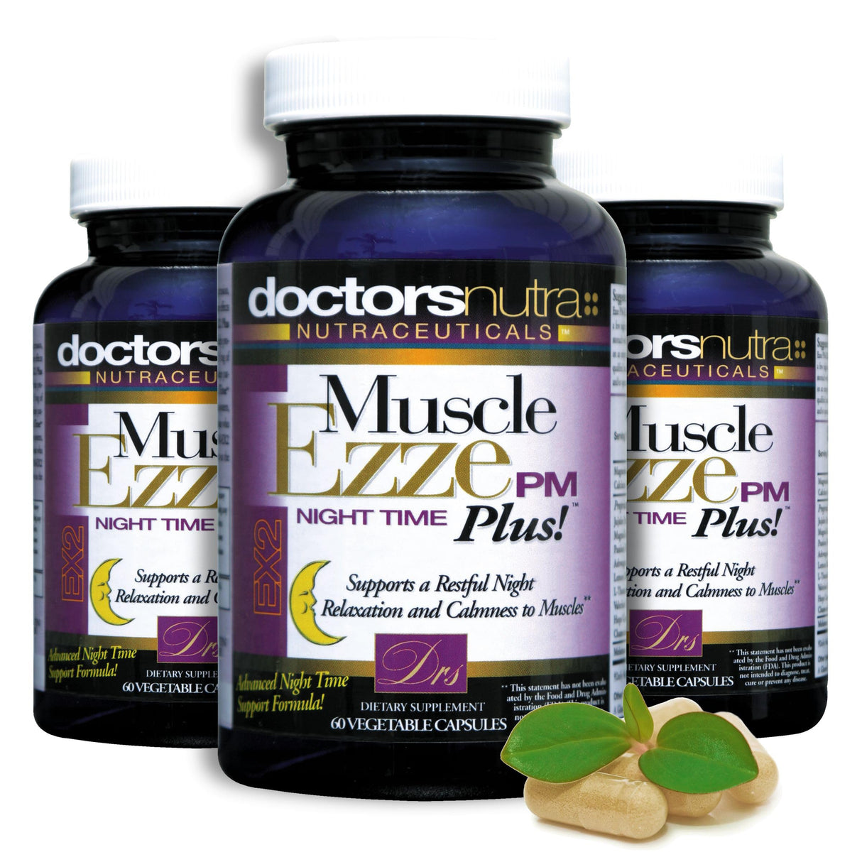 Muscle Ezze PM Plus Night Time Capsules by Doctors Nutra - Nighttime Use - Gluten-Free - 60 Capsules