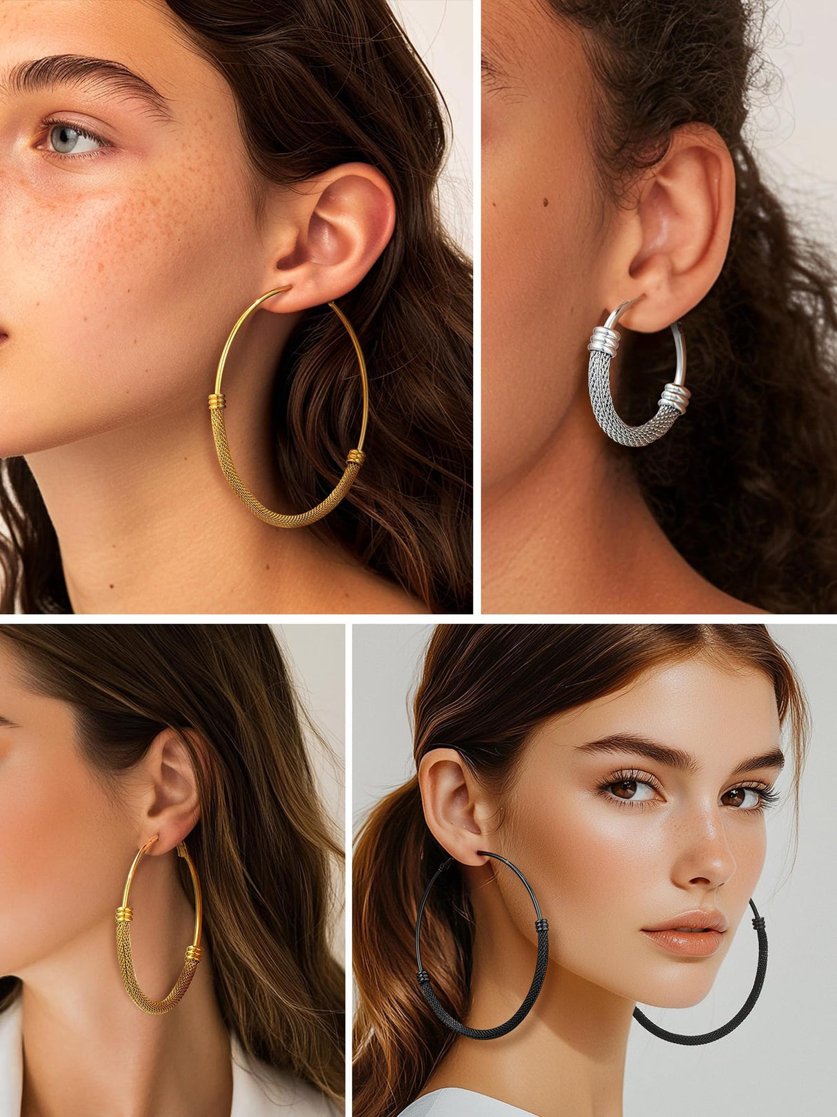 Big Earrings For Women 80mm Oversize Womens Statement Jewelry Stainless Steel Large Hoops Black Hoop Earrings