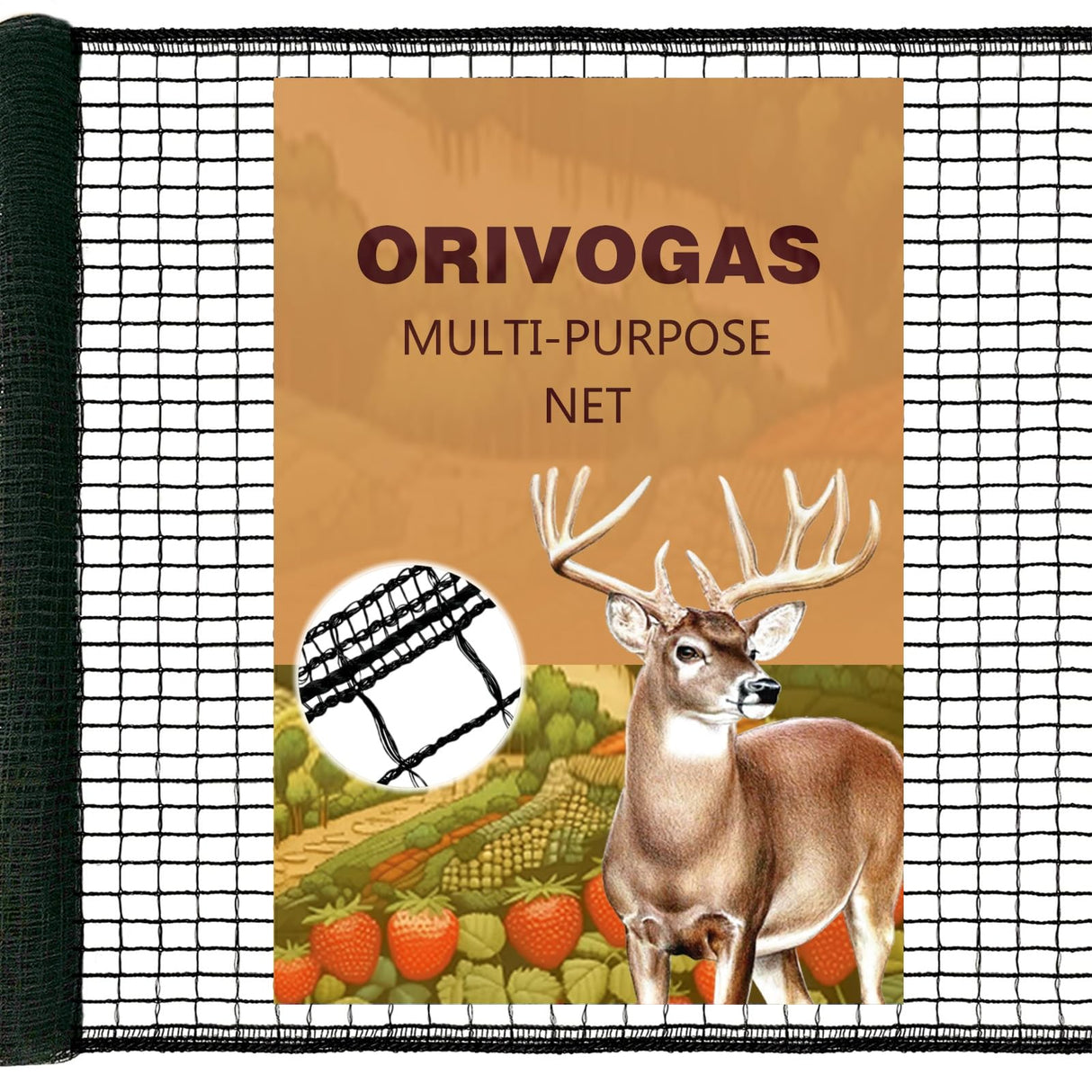 ORIVOGAS Deer Fence Netting,Plastic Mesh Fence 6.5x50ft,Reinforced Edges 55gsm Heavy Duty Animal Barrier,Ideal for Garden Netting,Against Bird,Temporary Fence,Fruit Plant Protection,Black