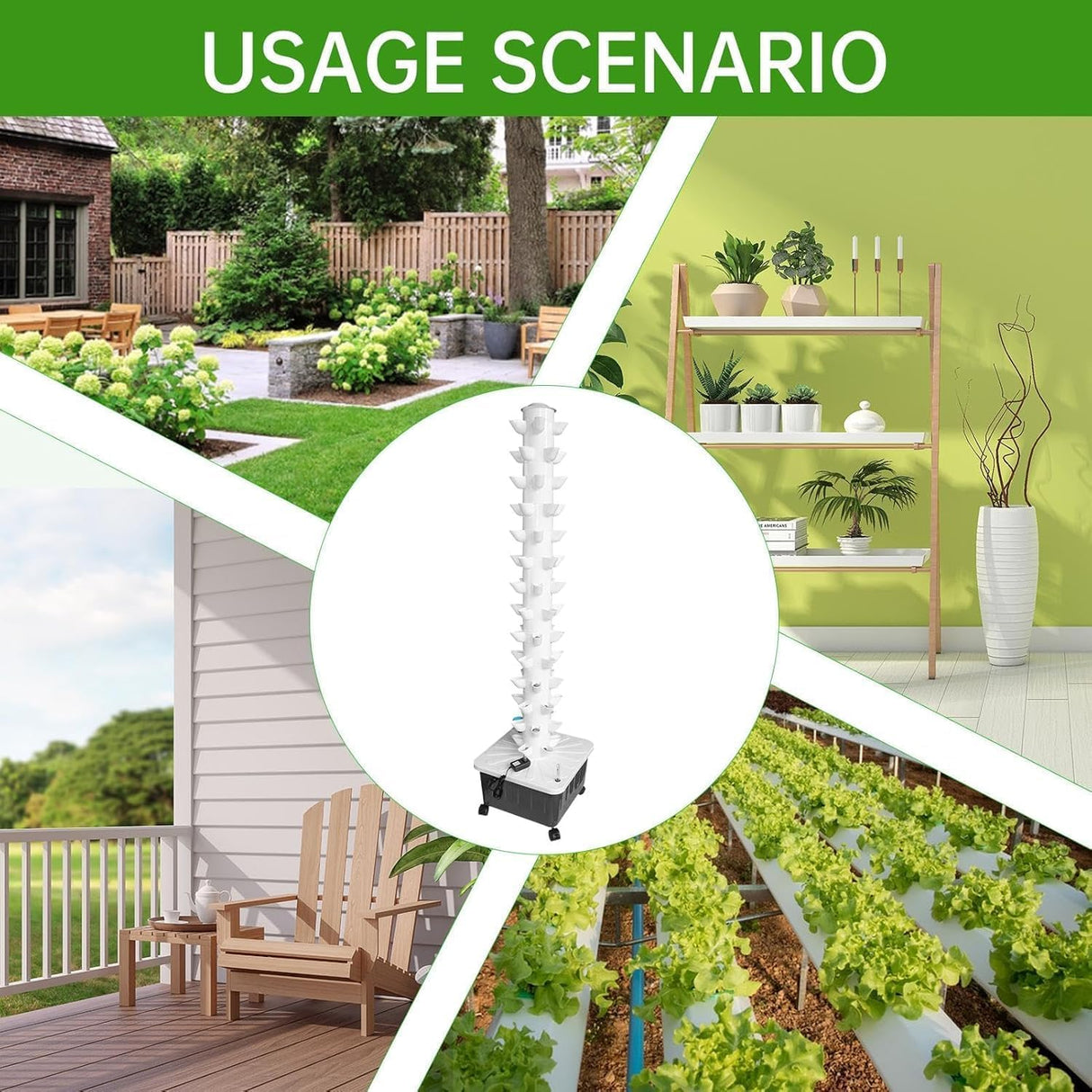 Hydroponic Tower, 14-Layer Hydroponics Growing System Kit with 70 Slots, Vertical Garden System with 20L Water Tank and Pump for Indoor Outdoor Home, Balcony & Patio